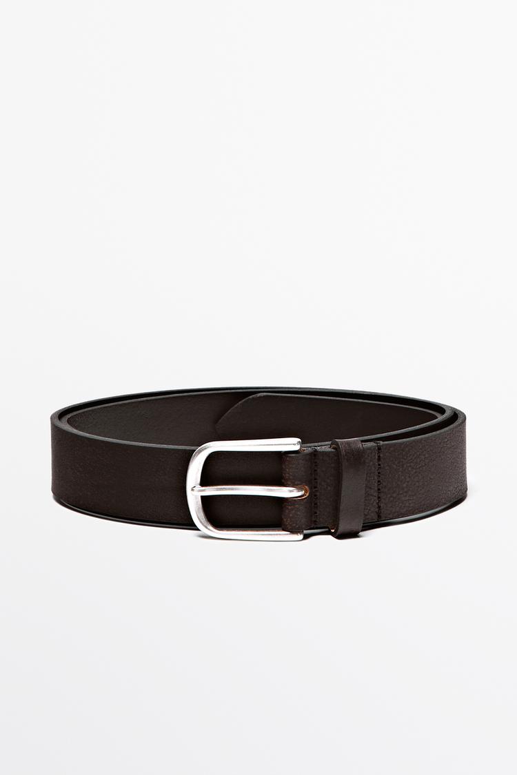 Distressed nappa leather belt — BROWN