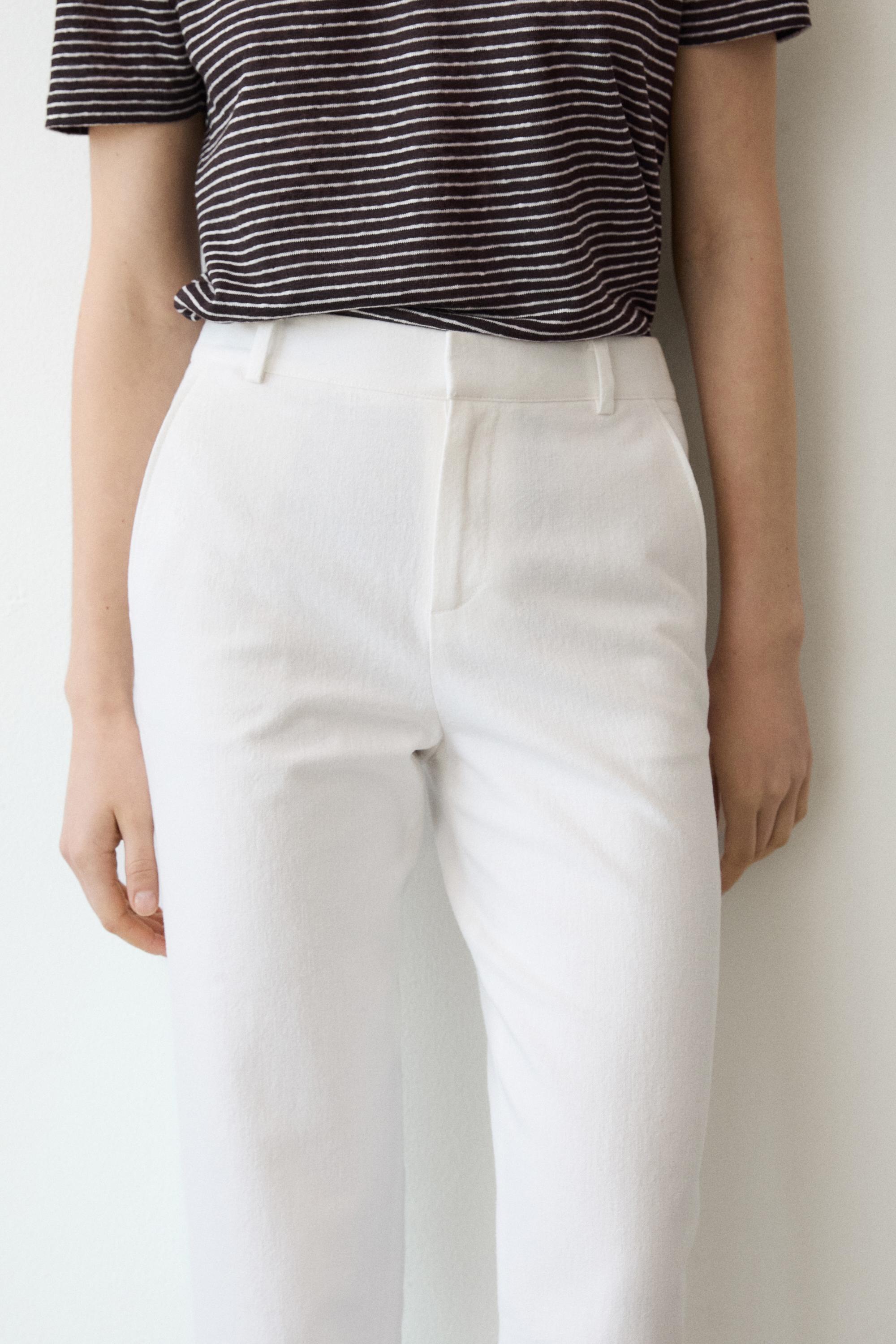 Keten karışımlı slim fit pantolon