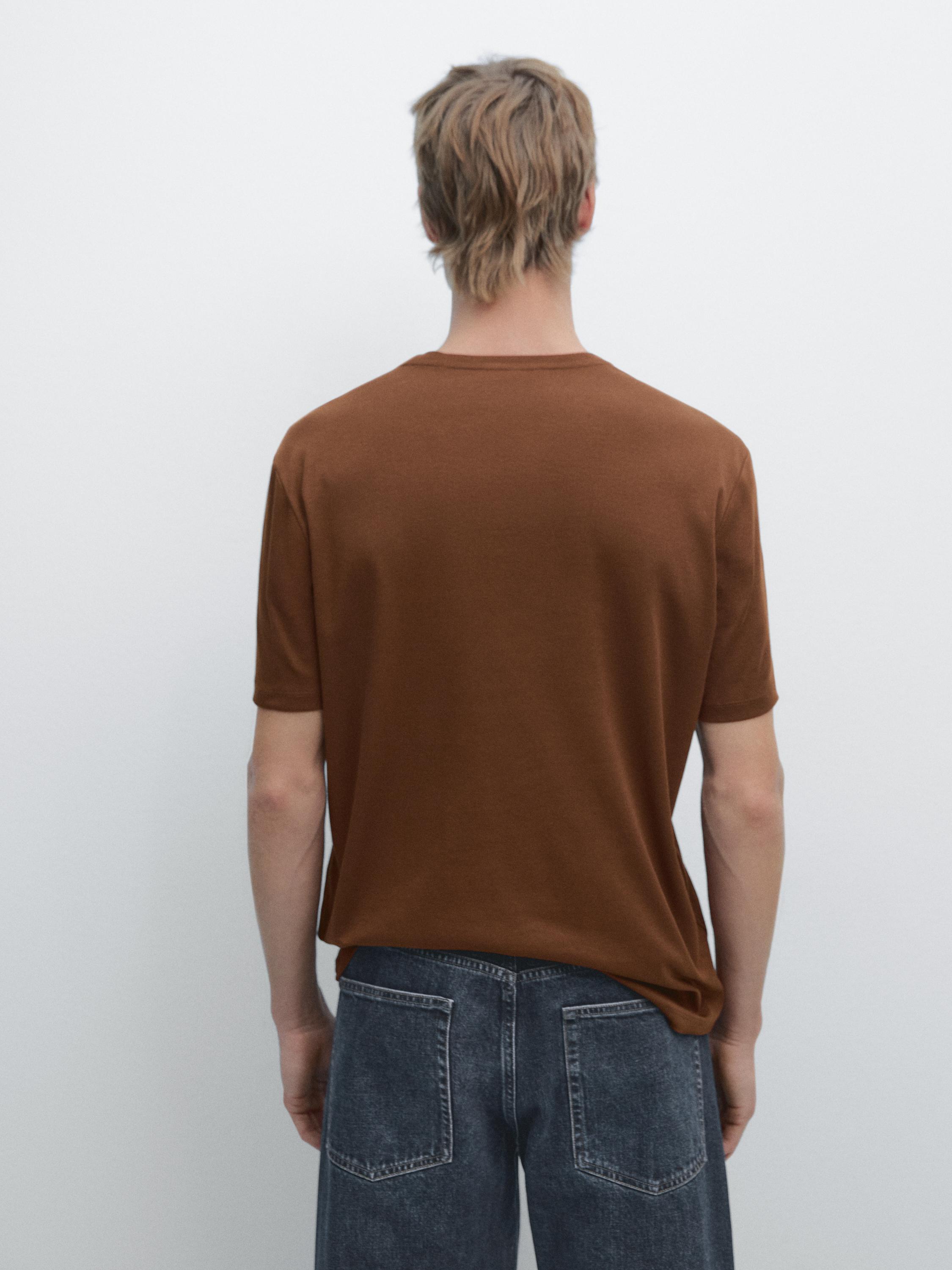 Short sleeve cotton blend T-shirt — COPPER