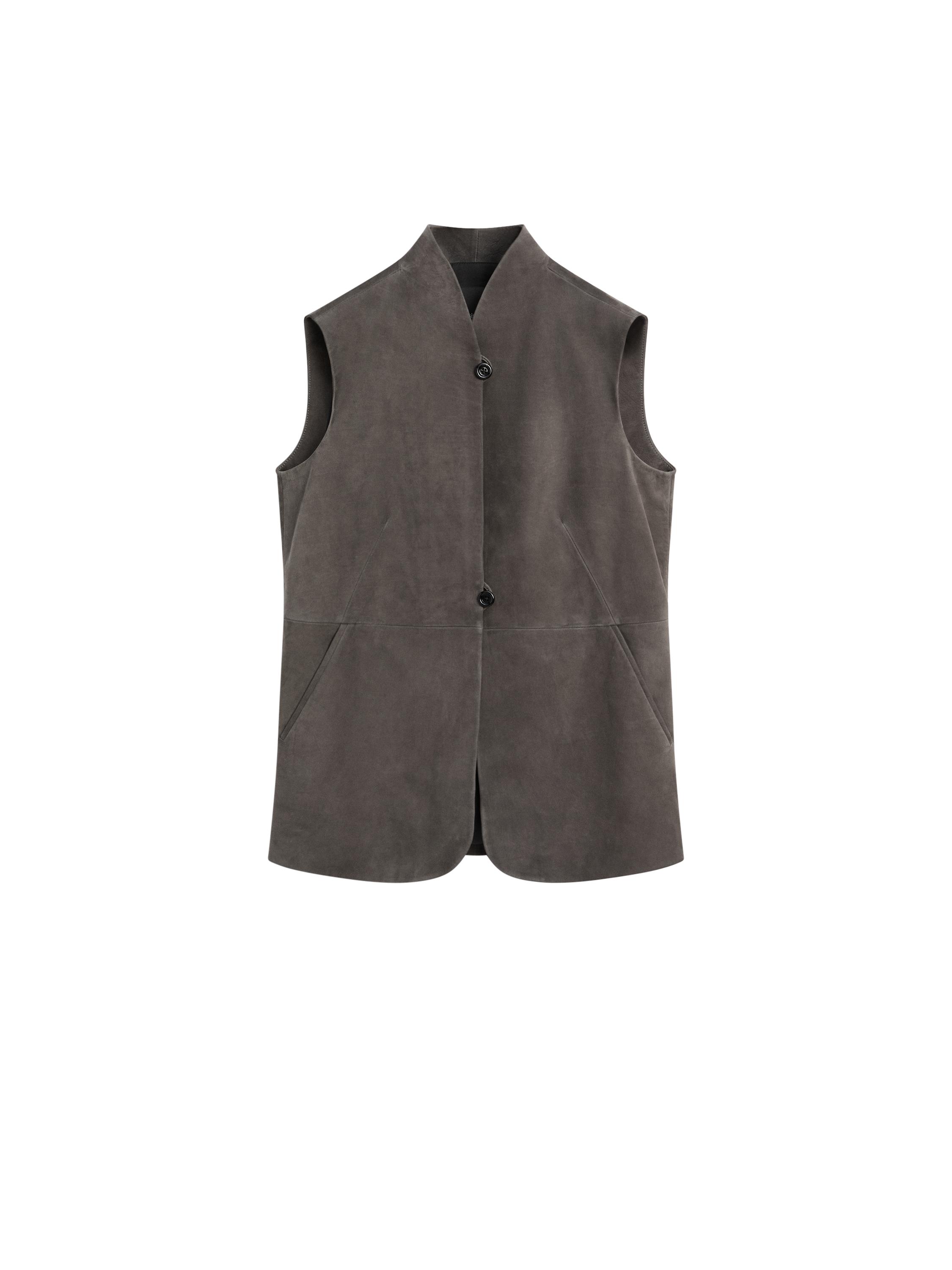 Kadife dokulu deri yelek