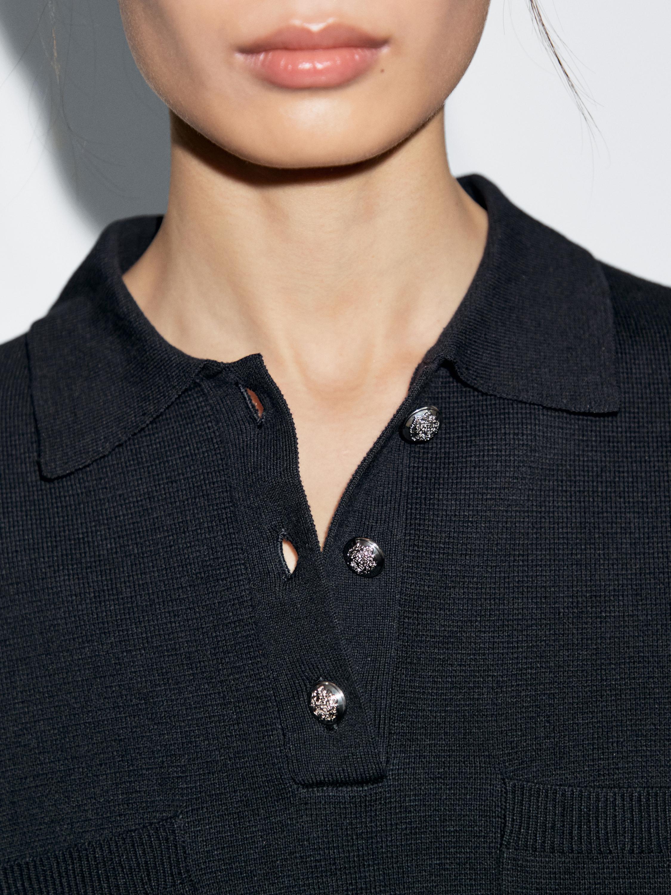 Cotton blend polo shirt with button details