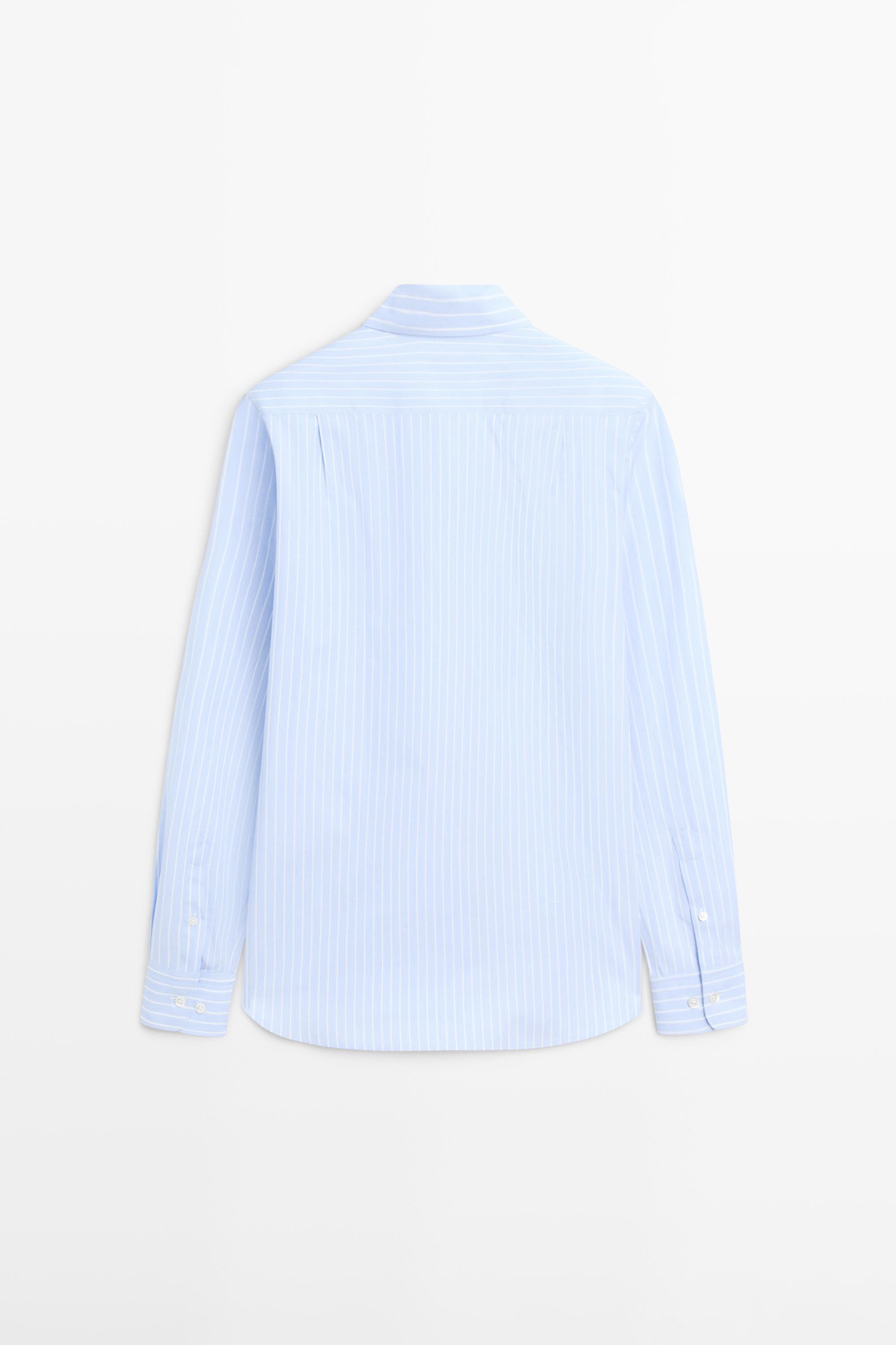 Regular fit pinstriped shirt — Sky blue