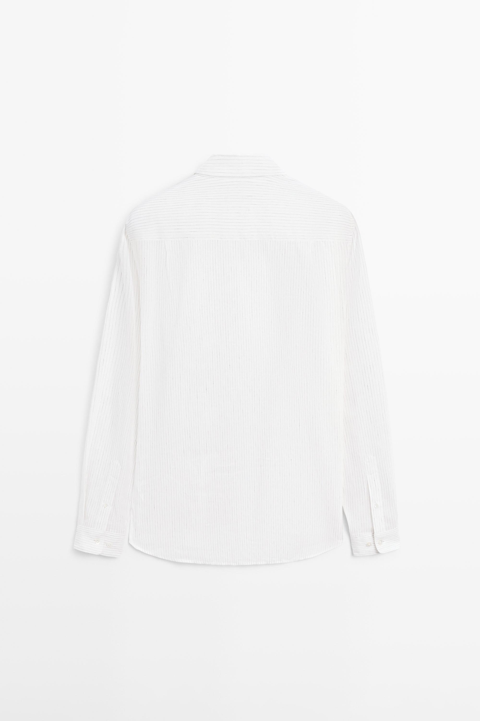 Cotton blend regular fit striped shirt — MUSTARD YELLOW
