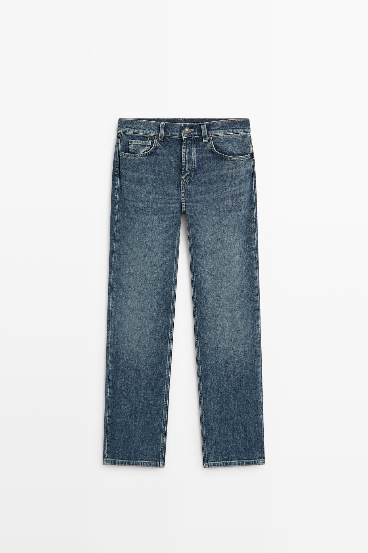 Mid-waist straight-leg jeans — MEDIUM BLUE