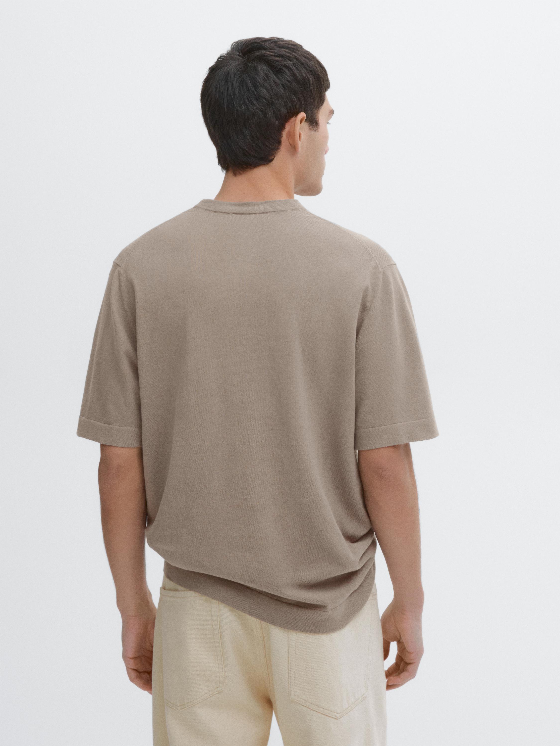 Cotton blend knit short sleeve sweater
