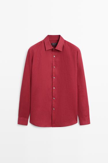 Regular fit 100% linen shirt — RED 2