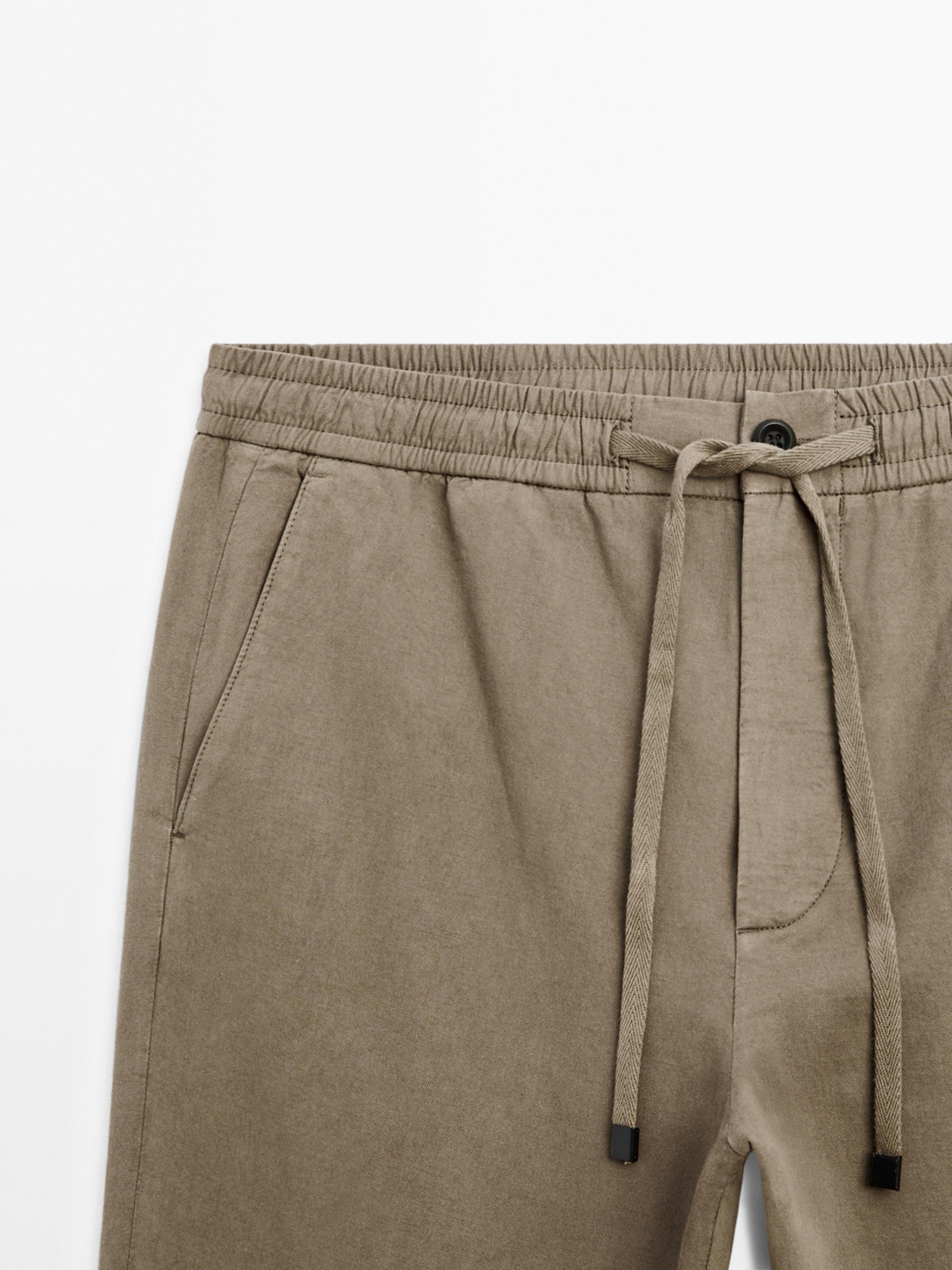 Cotton blend jogger fit trousers