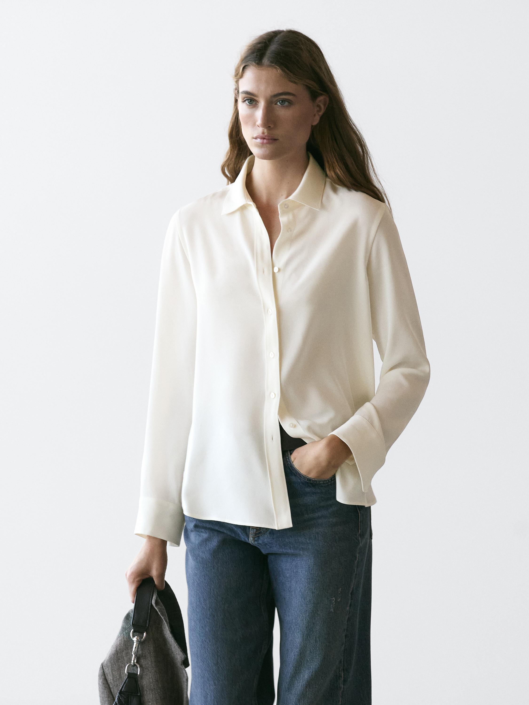 Flowing shirt with shirt collar — Off white