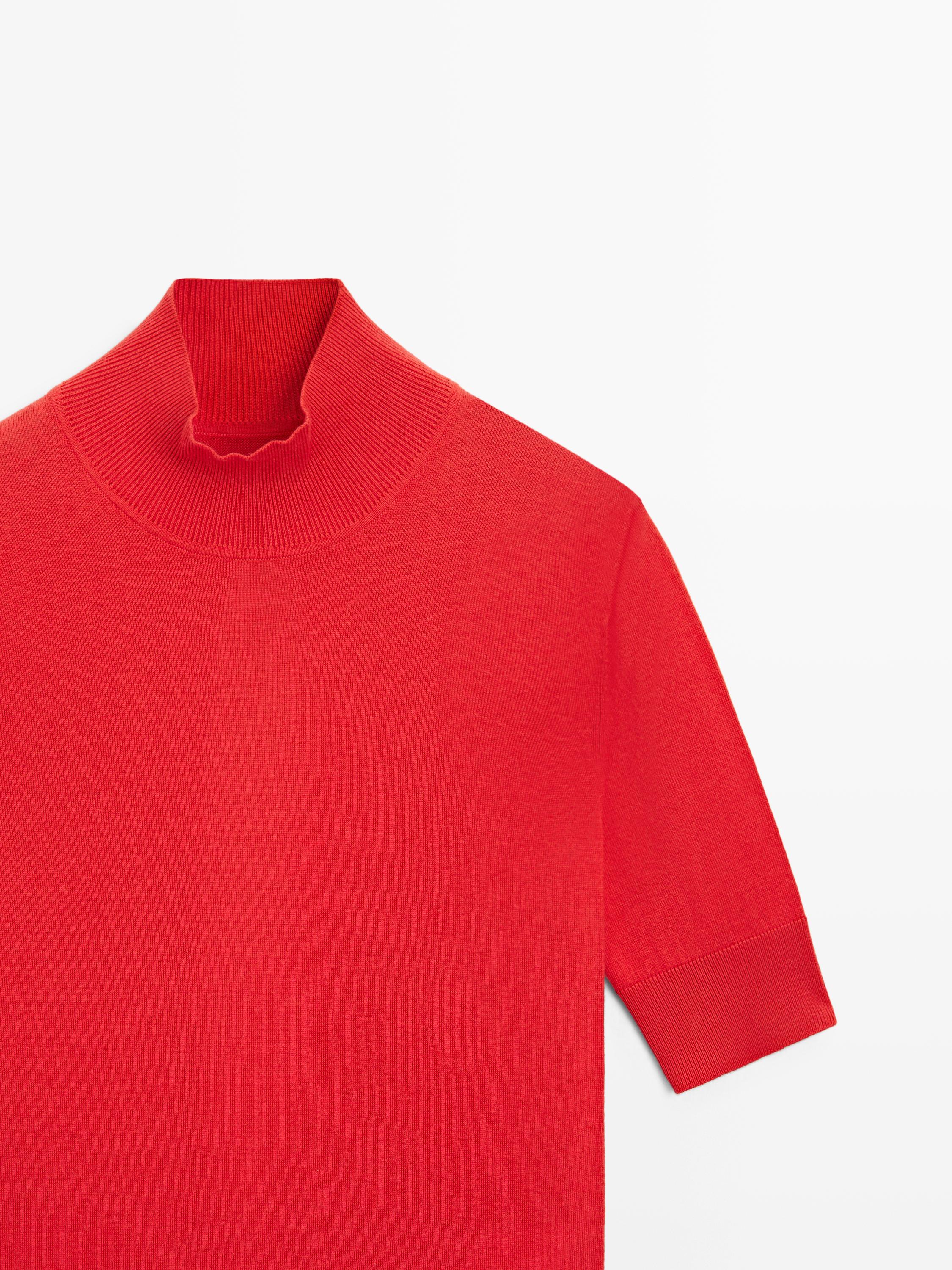 Silk blend knit sweater with back detail - STUDIO — ORANGE