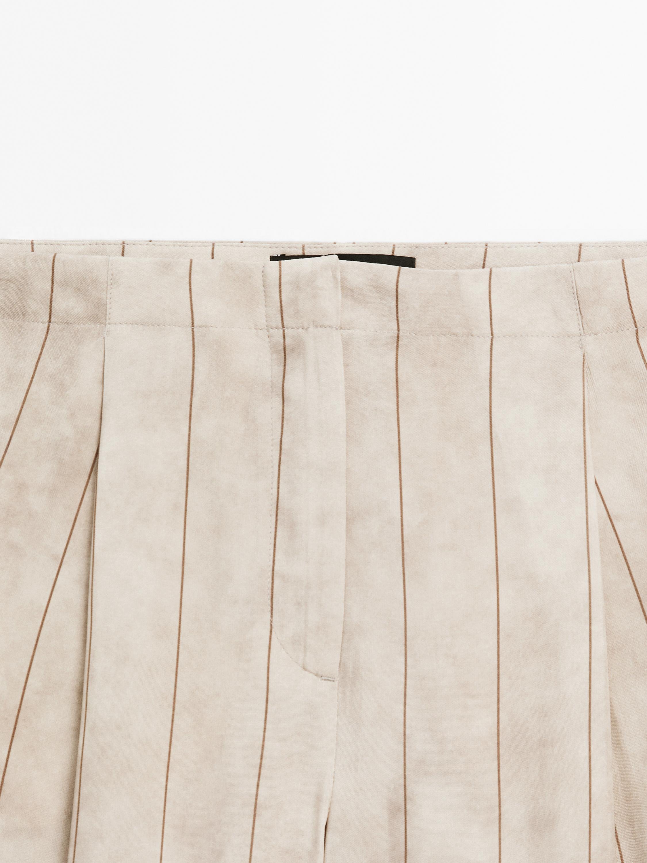 Straight-leg striped flowing trousers
