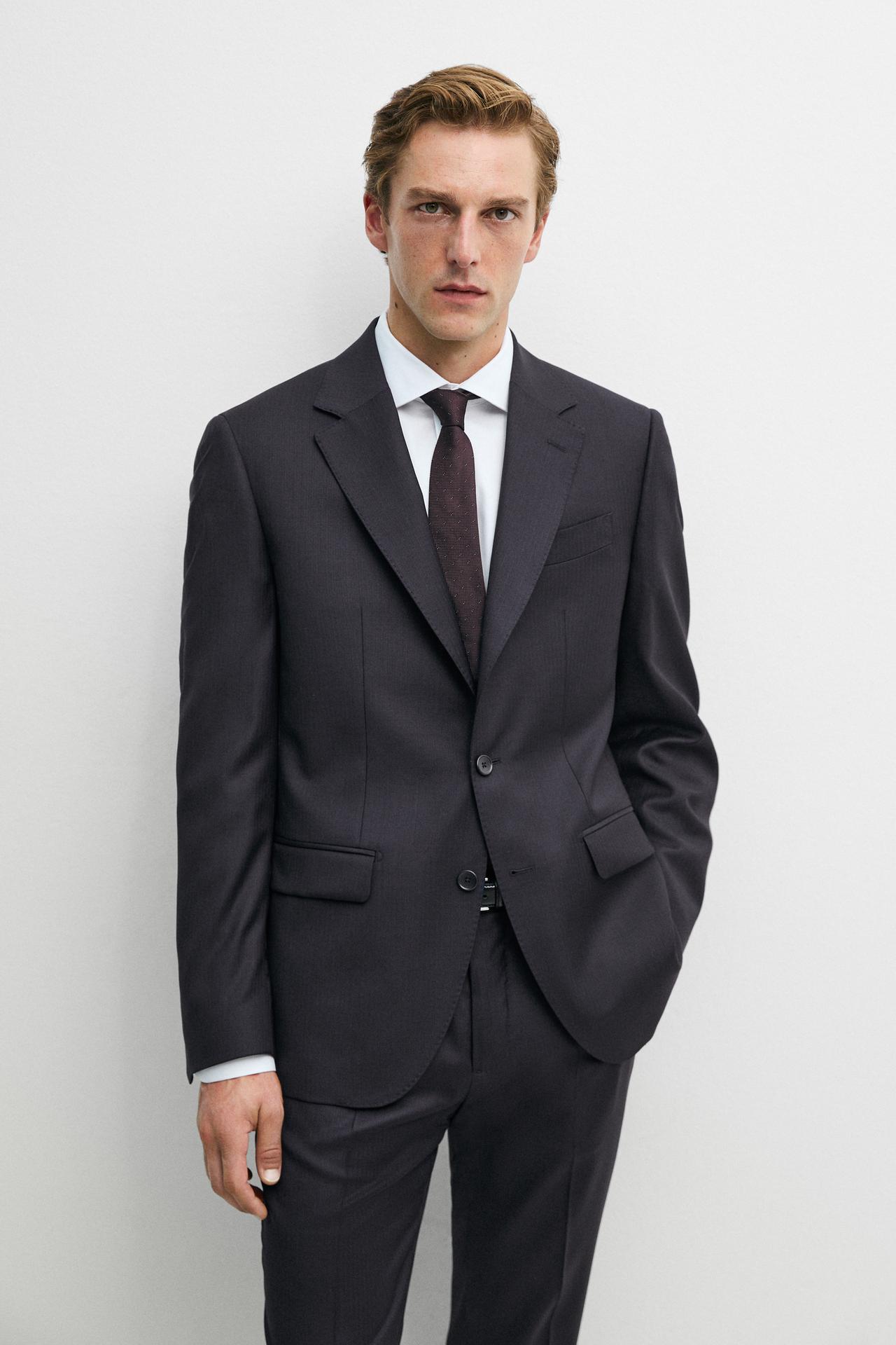 100% cool wool suit blazer — NAVY BLUE