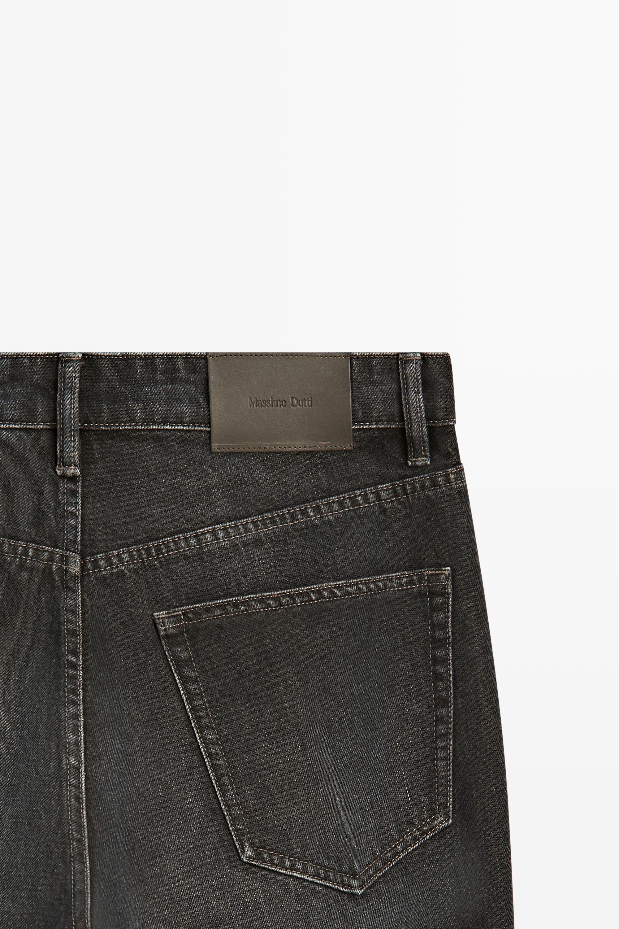 Stonewashed tapered-fit jeans — GREY