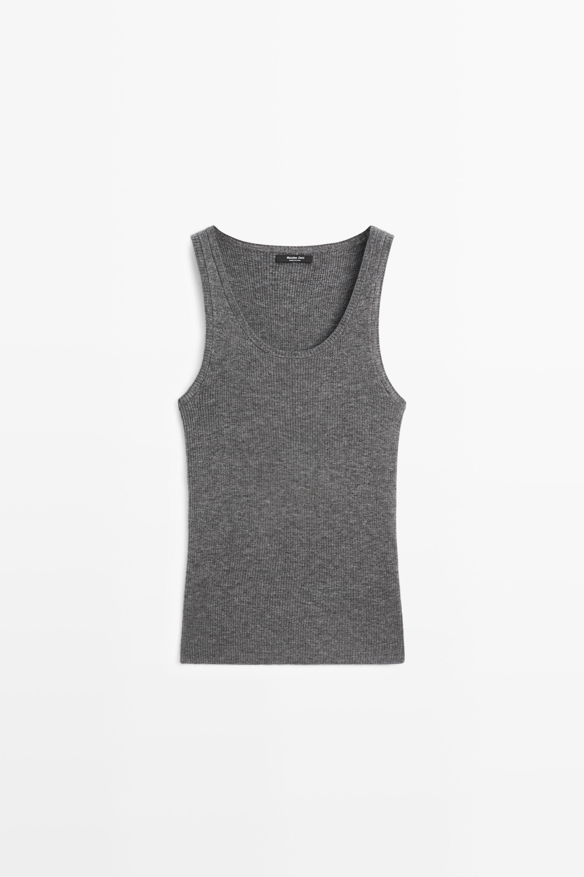 Ribbed knit top — GREY