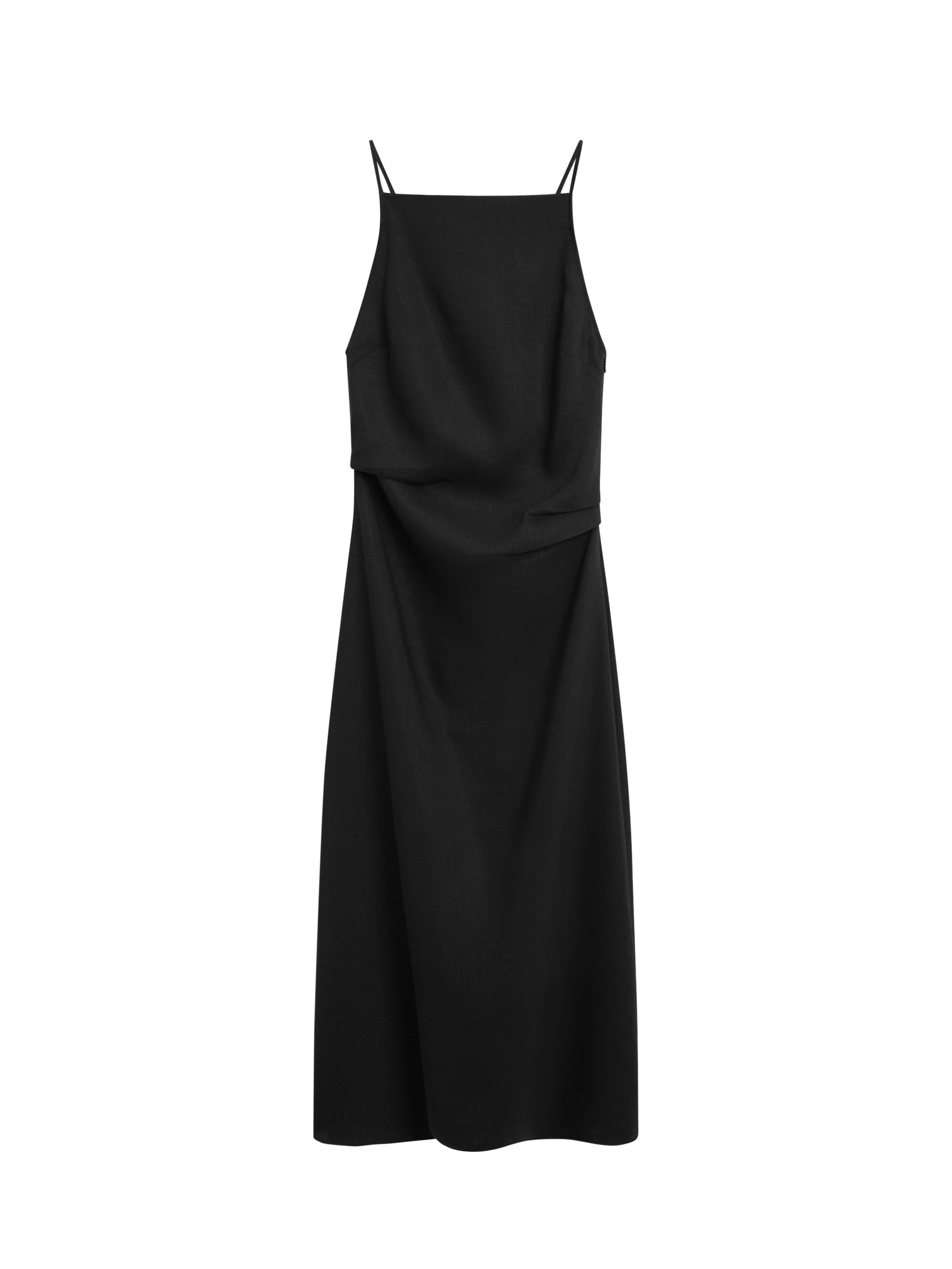 Massimo Dutti Ketenli askılı midi elbise
