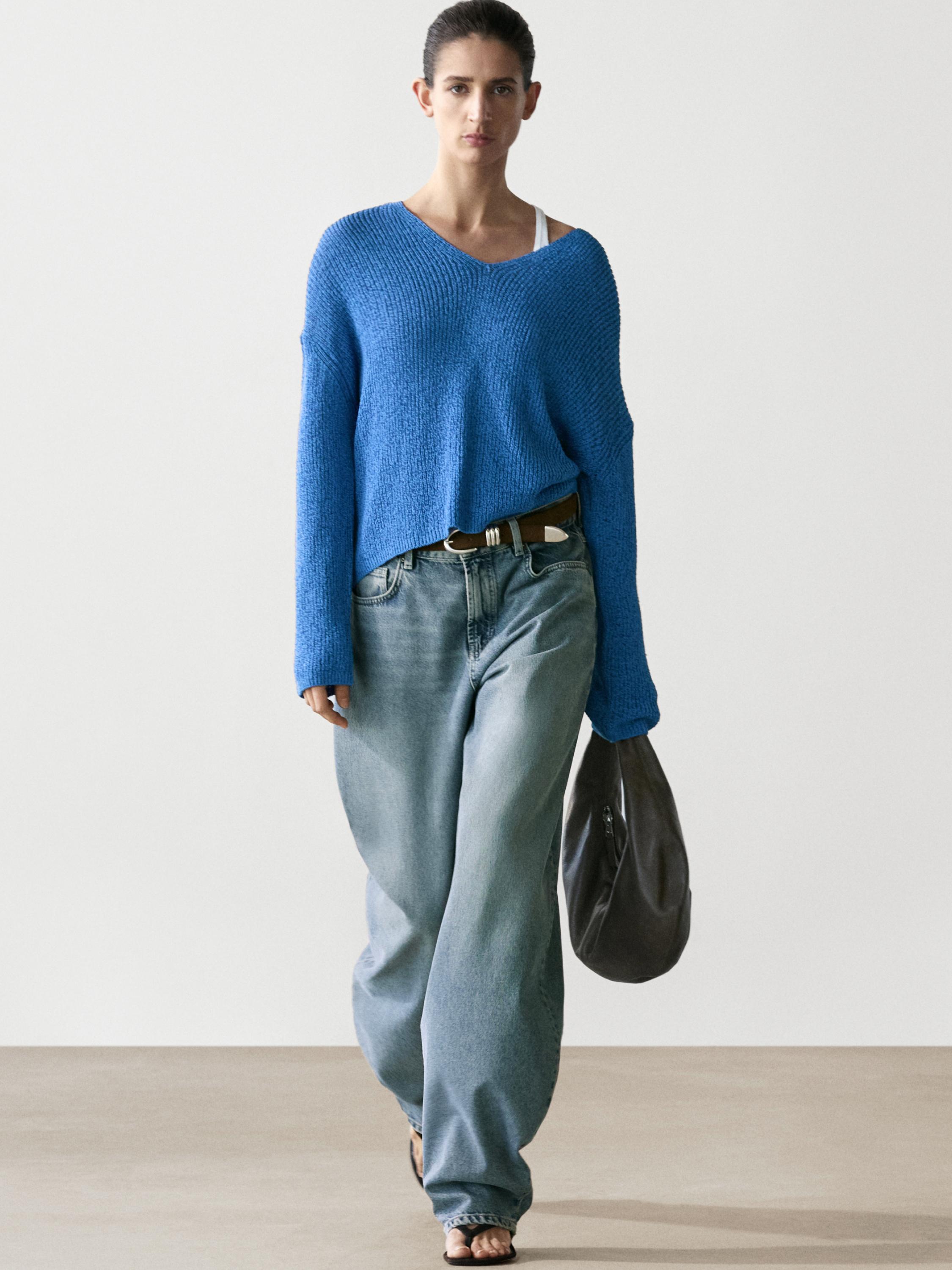 High-waist barrel fit jeans — Light Blue