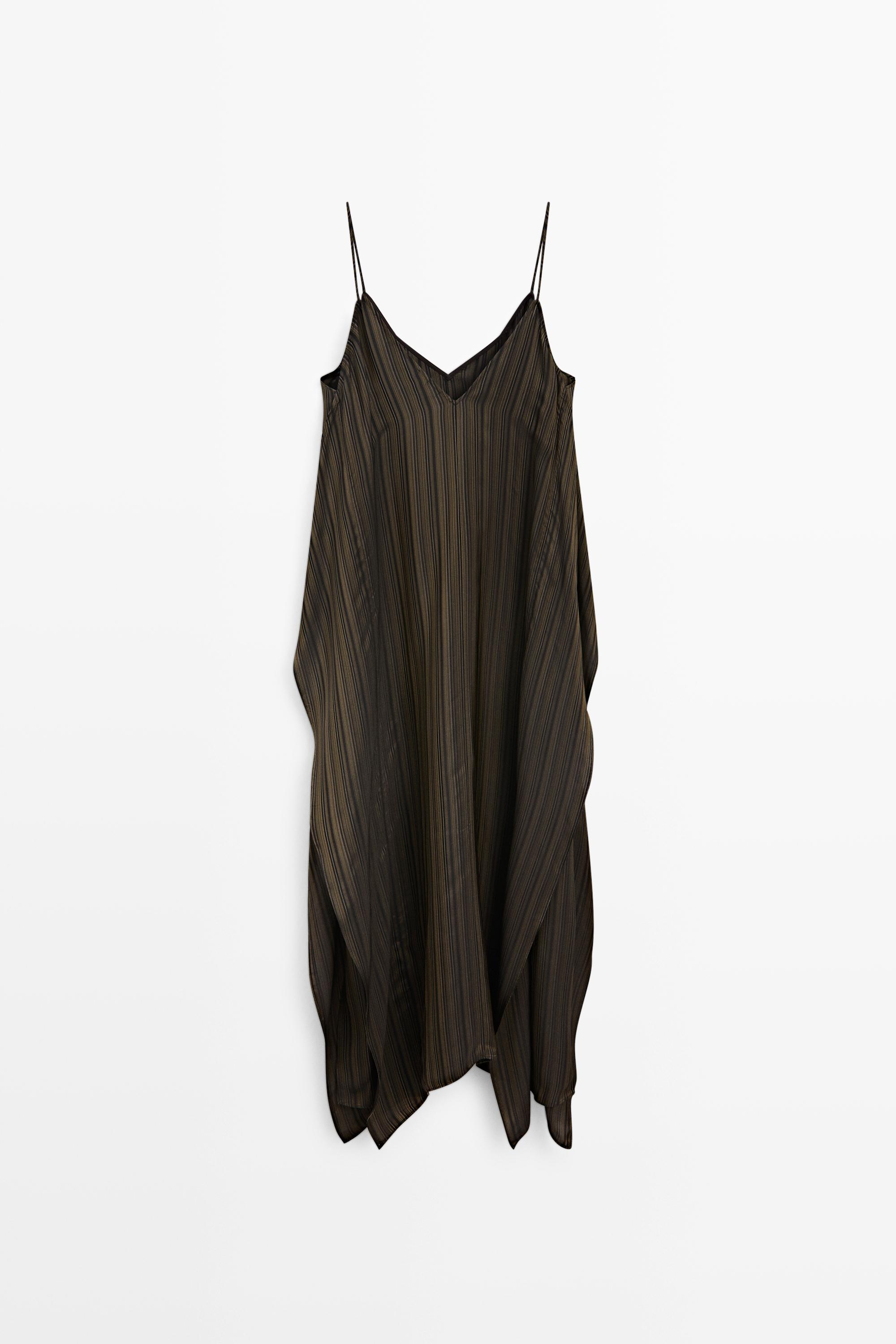 Asymmetrical flowing midi dress — DARK GREY