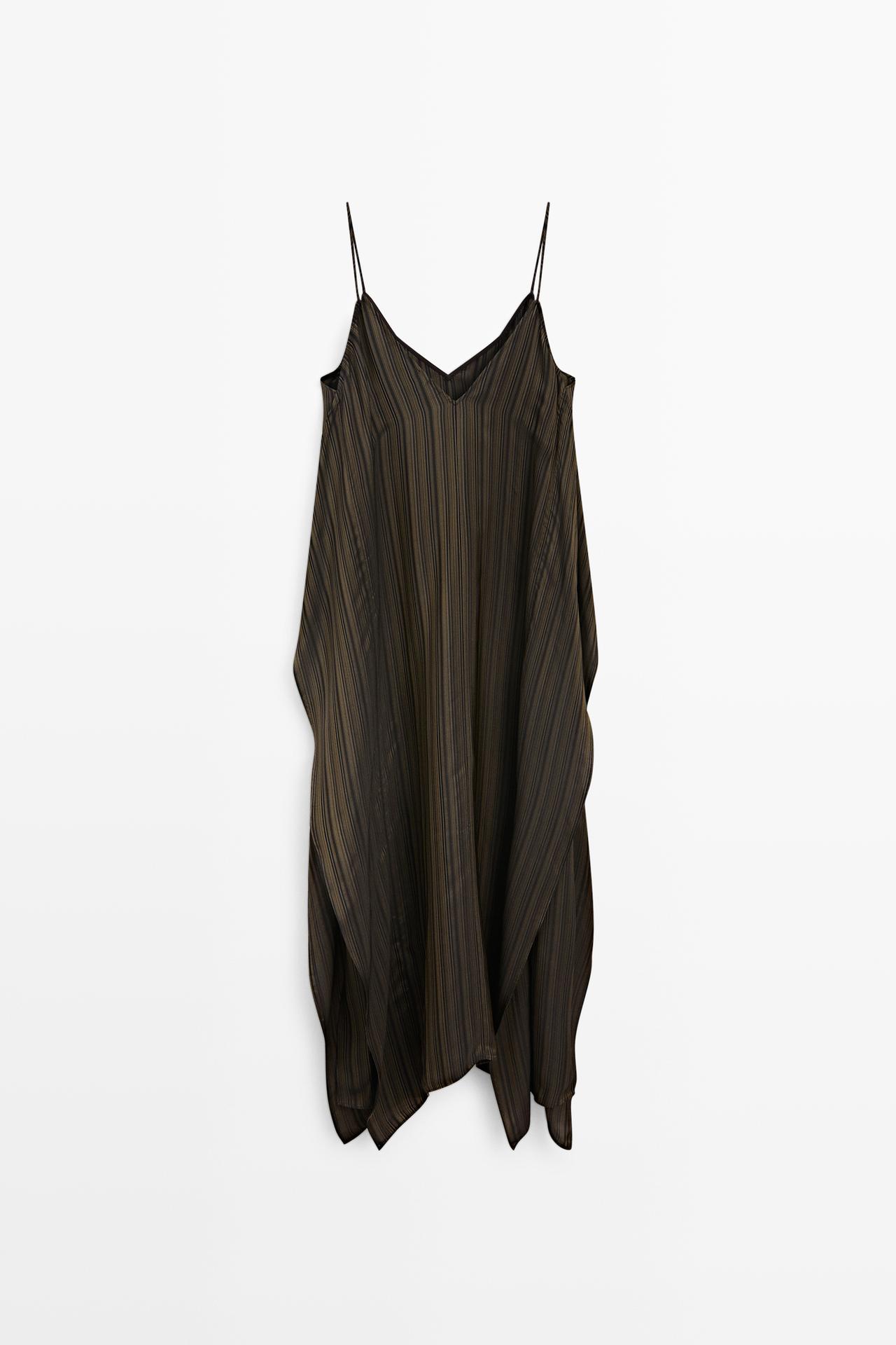 Asymmetrical flowing midi dress — DARK GREY