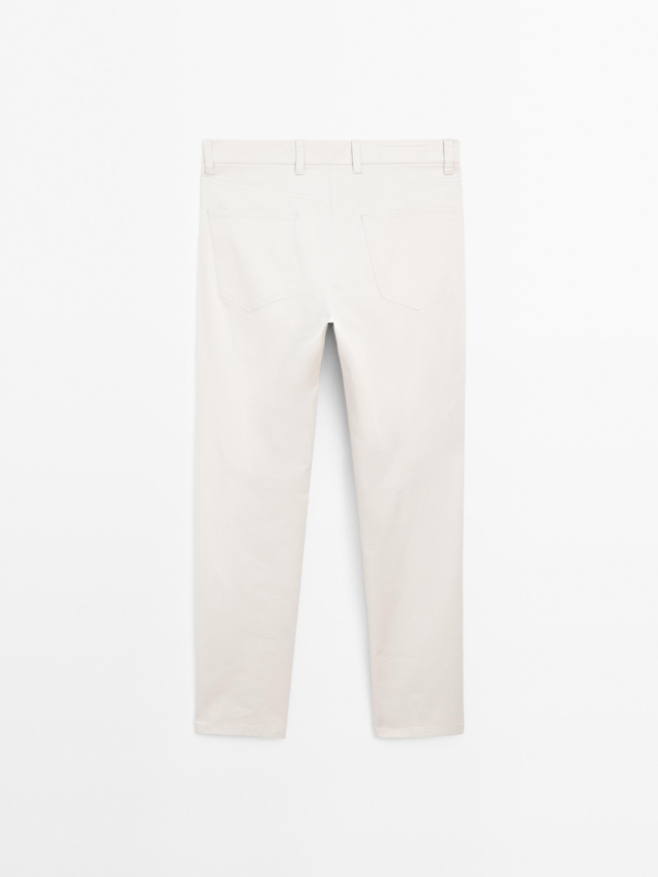 Slim-fit lightweight textured weave denim trousers