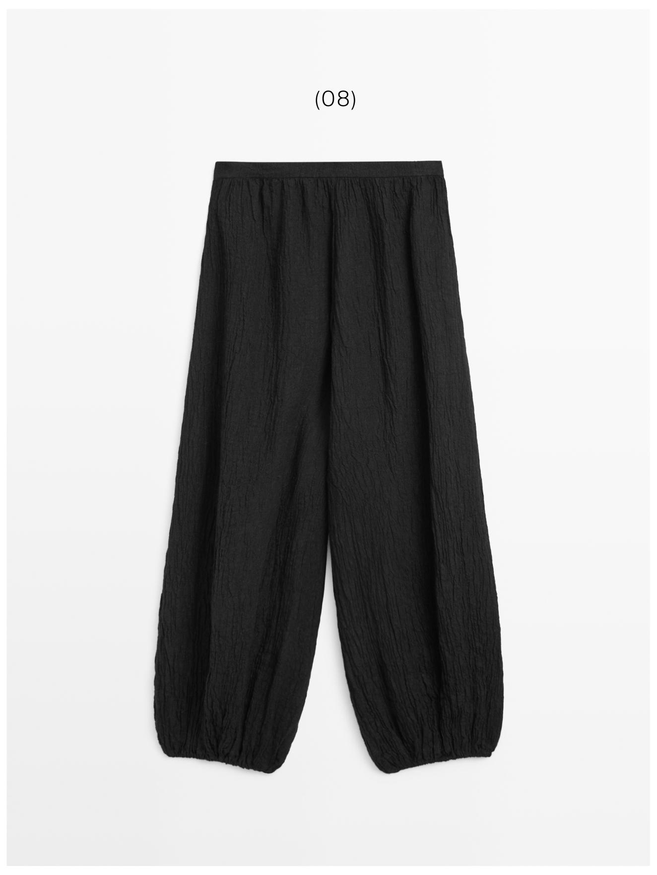 Linen sarouel trousers — BLACK