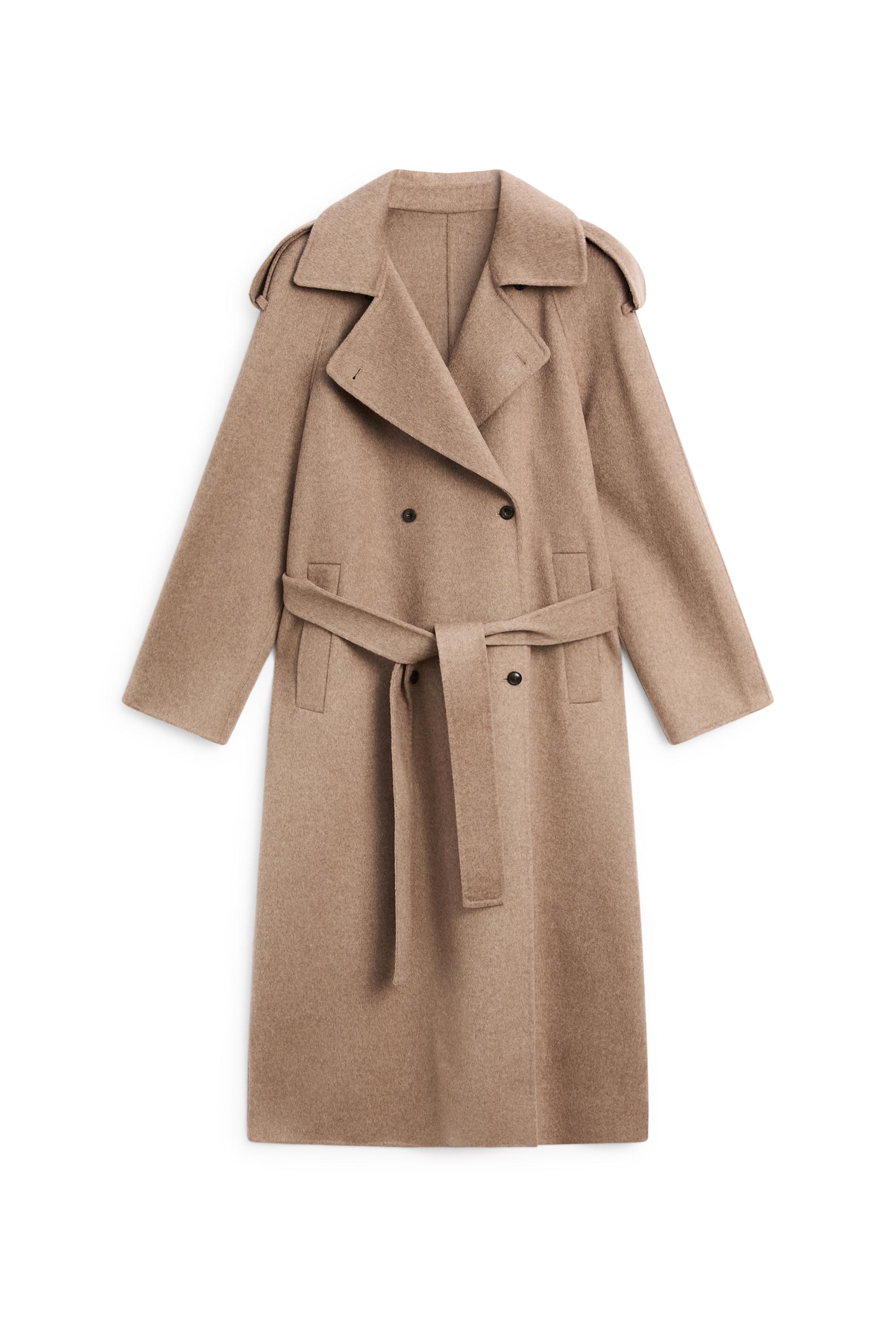 Long wool blend trench coat — TAUPE GREY