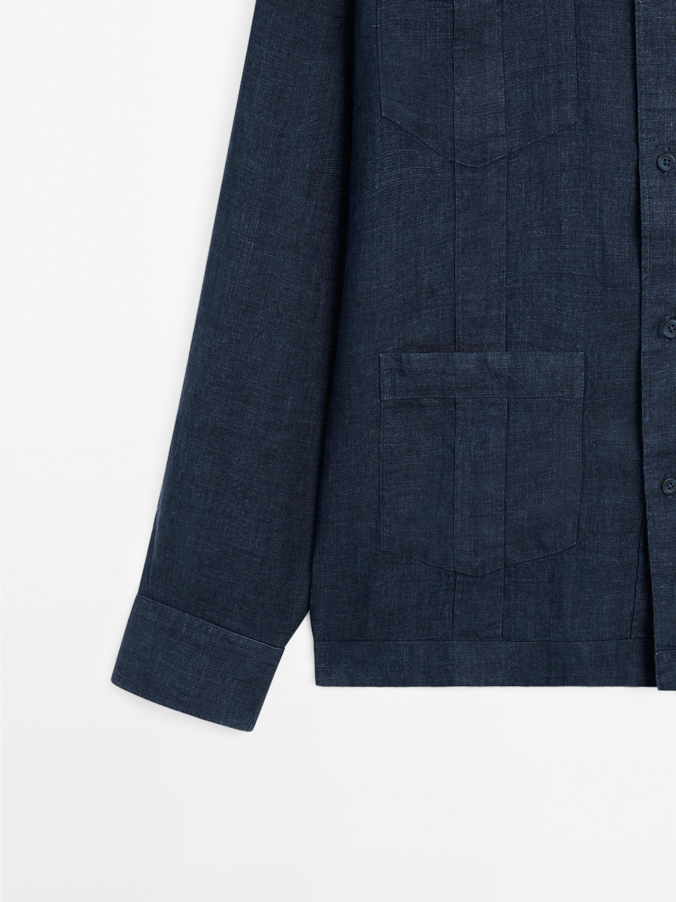 Koszula z ozdobnymi plisami ze 100% lnu