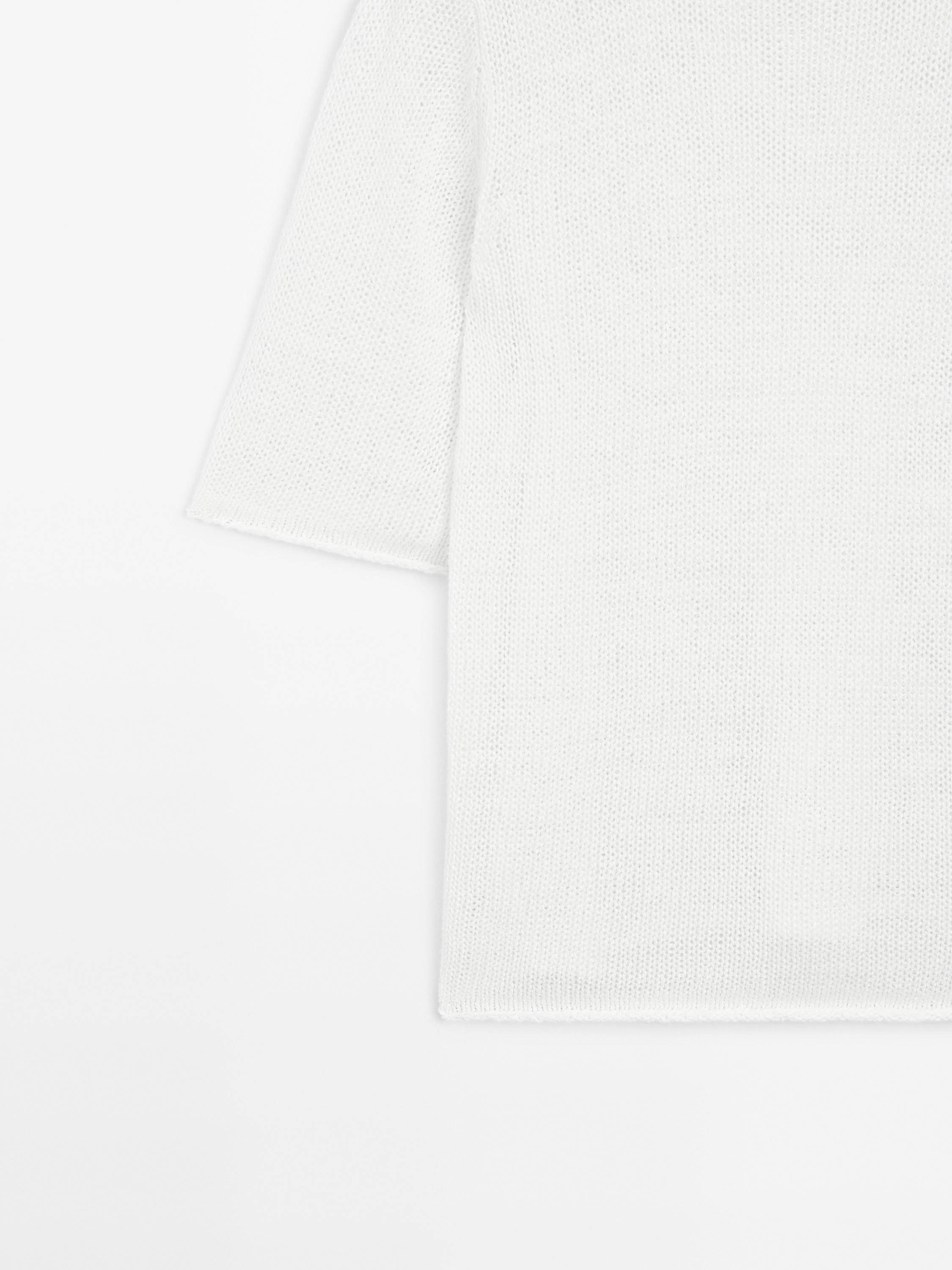 Short sleeve linen knit sweater