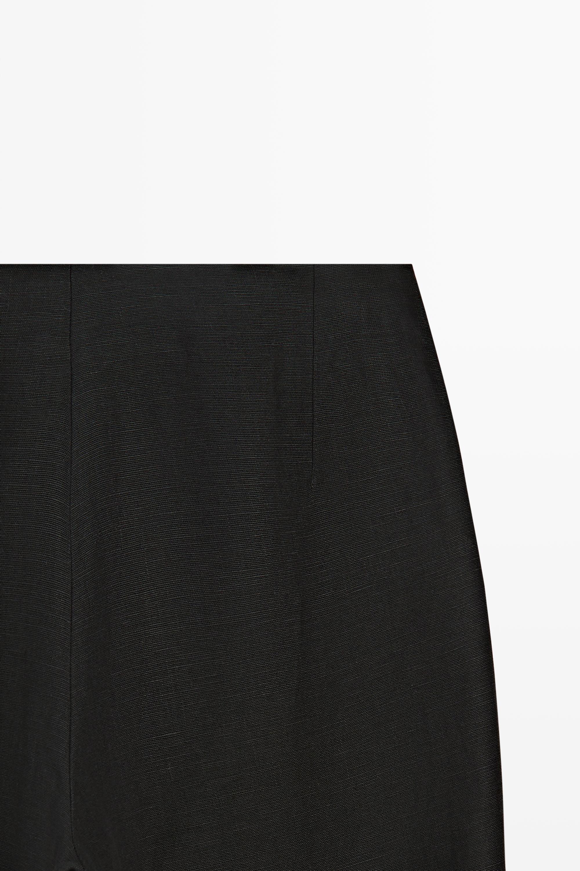 Flowing straight-leg linen trousers — BLACK