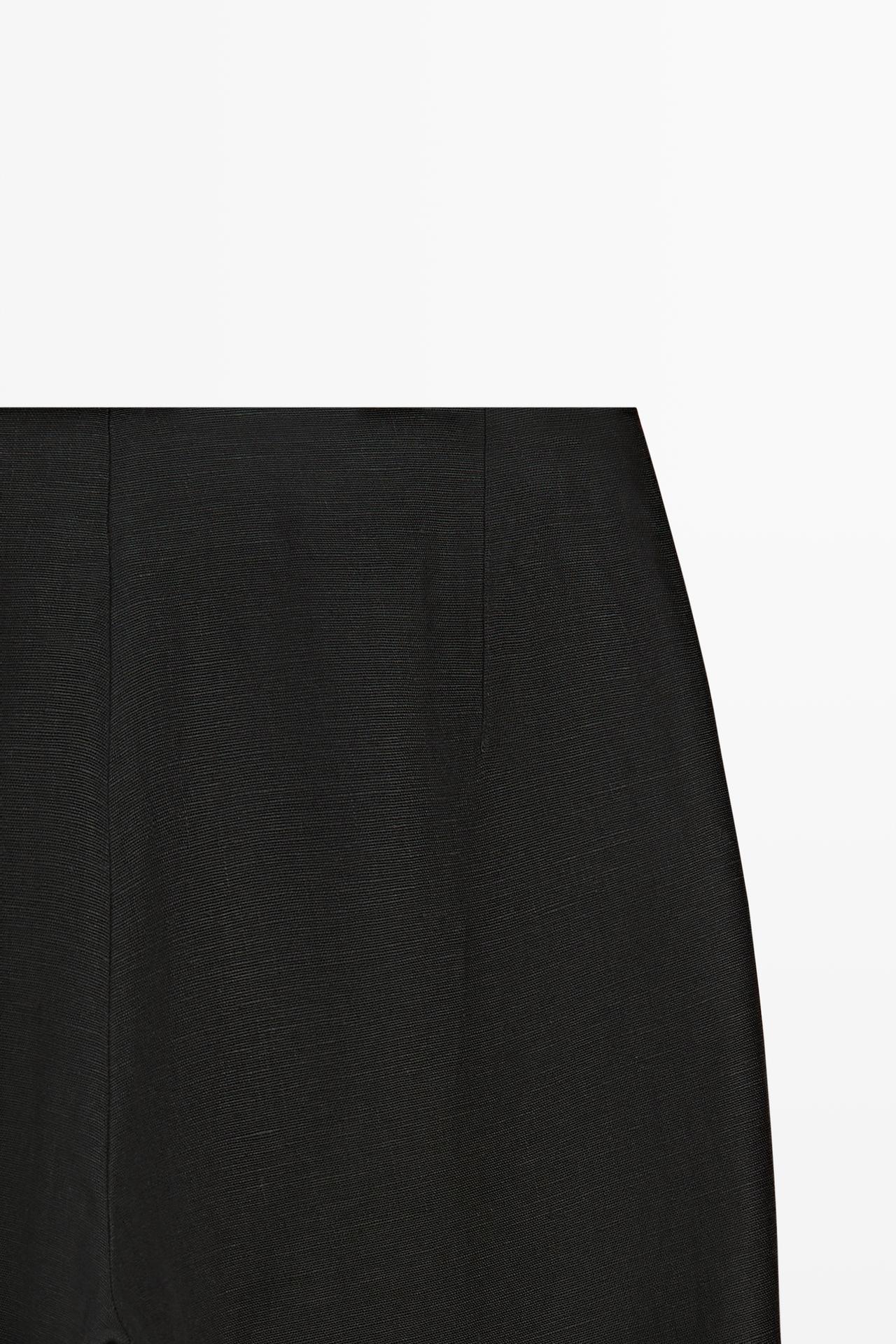 Flowing straight-leg linen trousers — BLACK