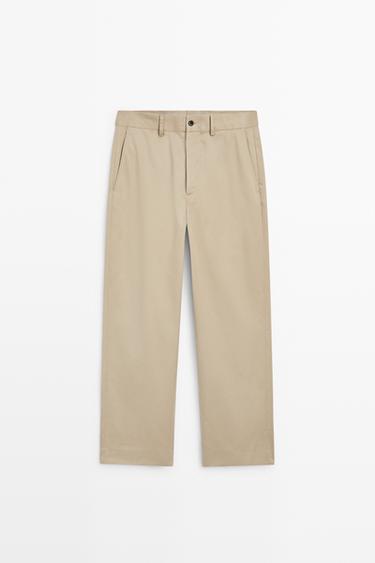 100% cotton wide-leg pants — KHAKI 2