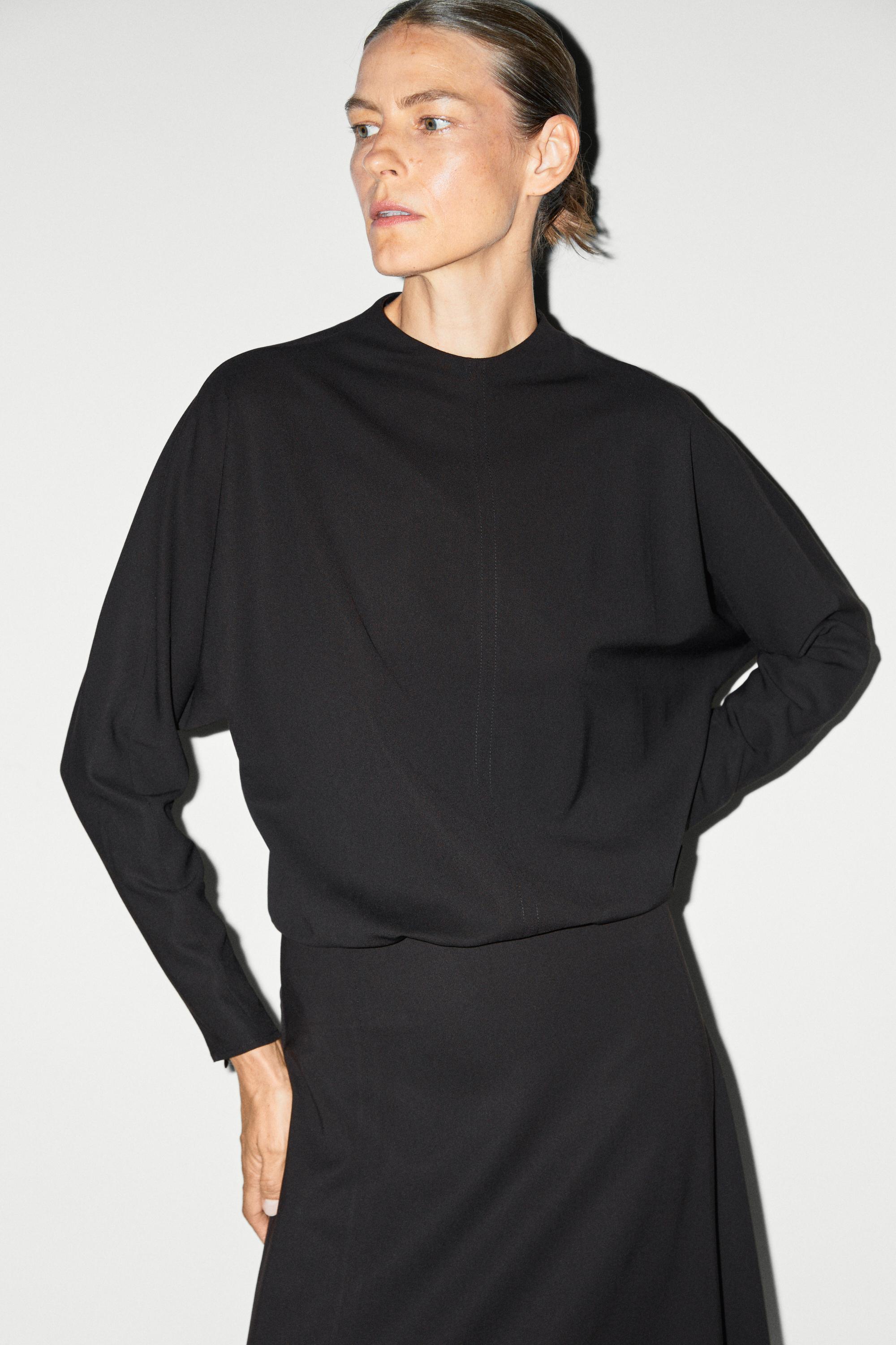 Long sleeve midi dress — BLACK