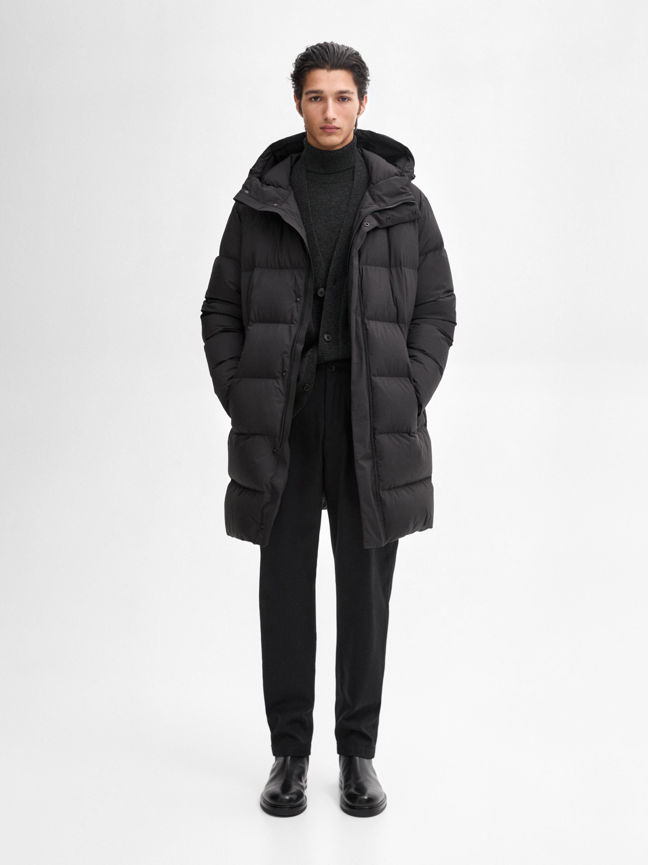 Long puffer down coat Black Grey Coats And Jackets Massimo Dutti