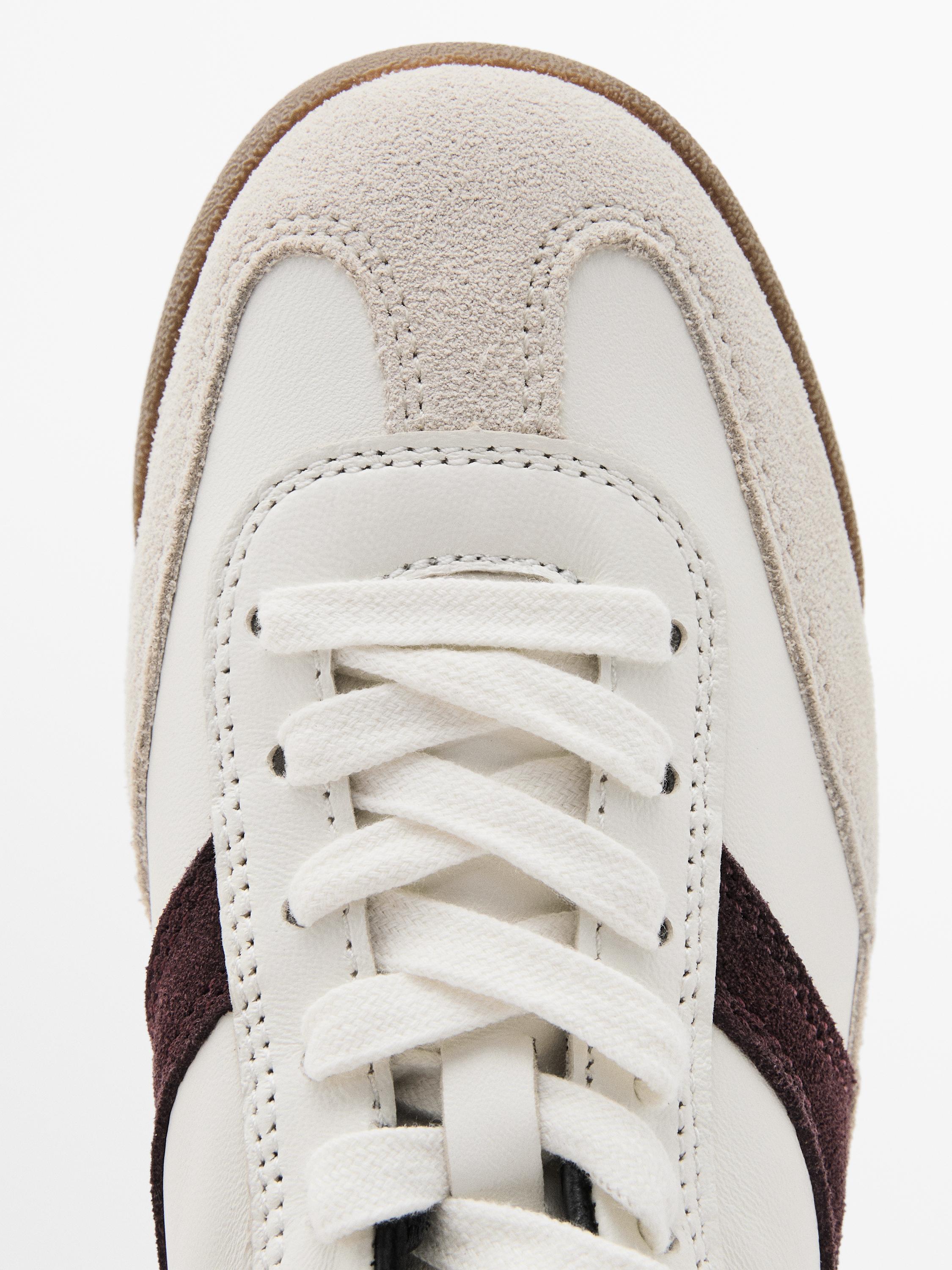 Contrast leather trainers