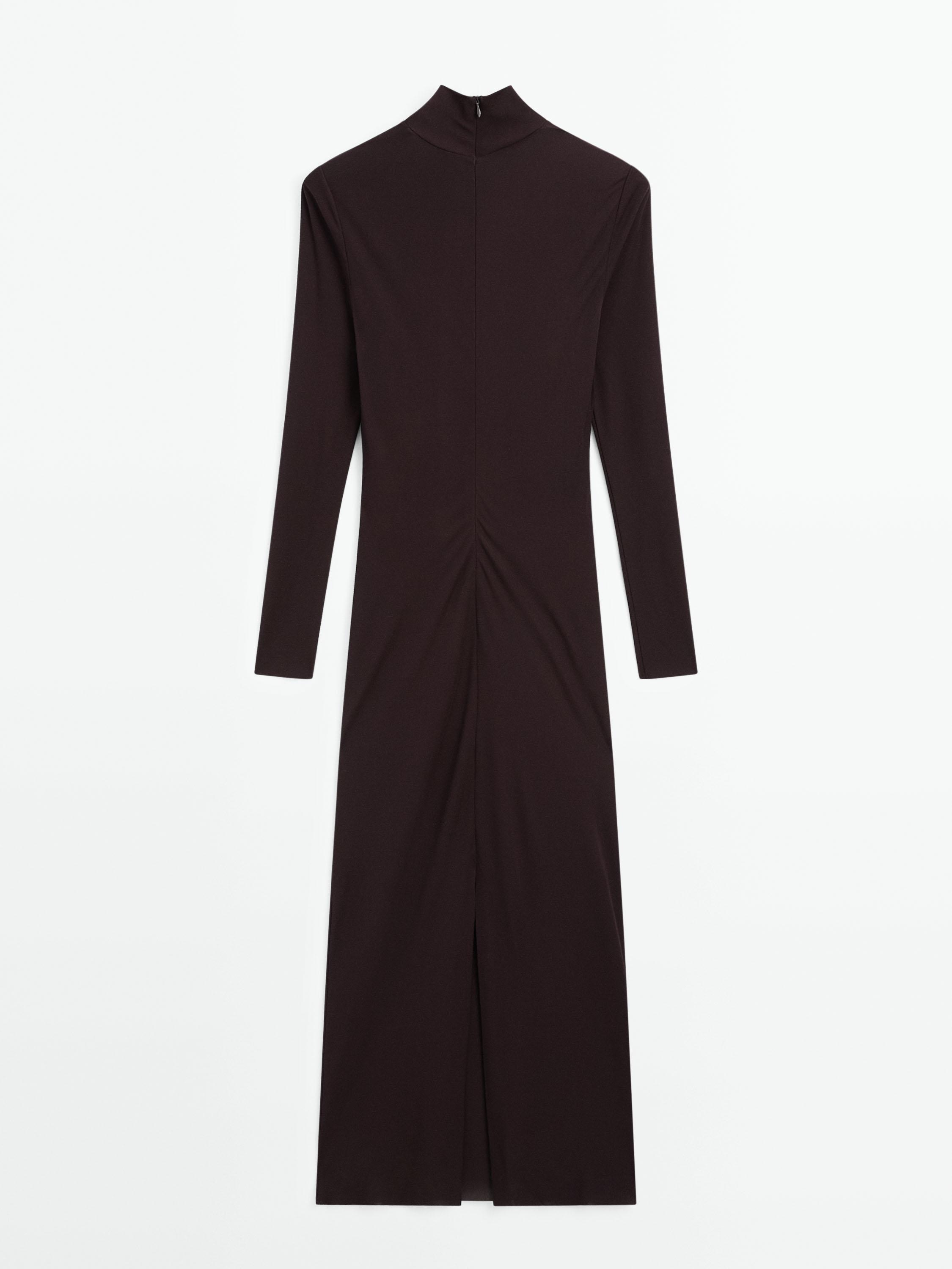 Long dress with gathering and long sleeves - Studio