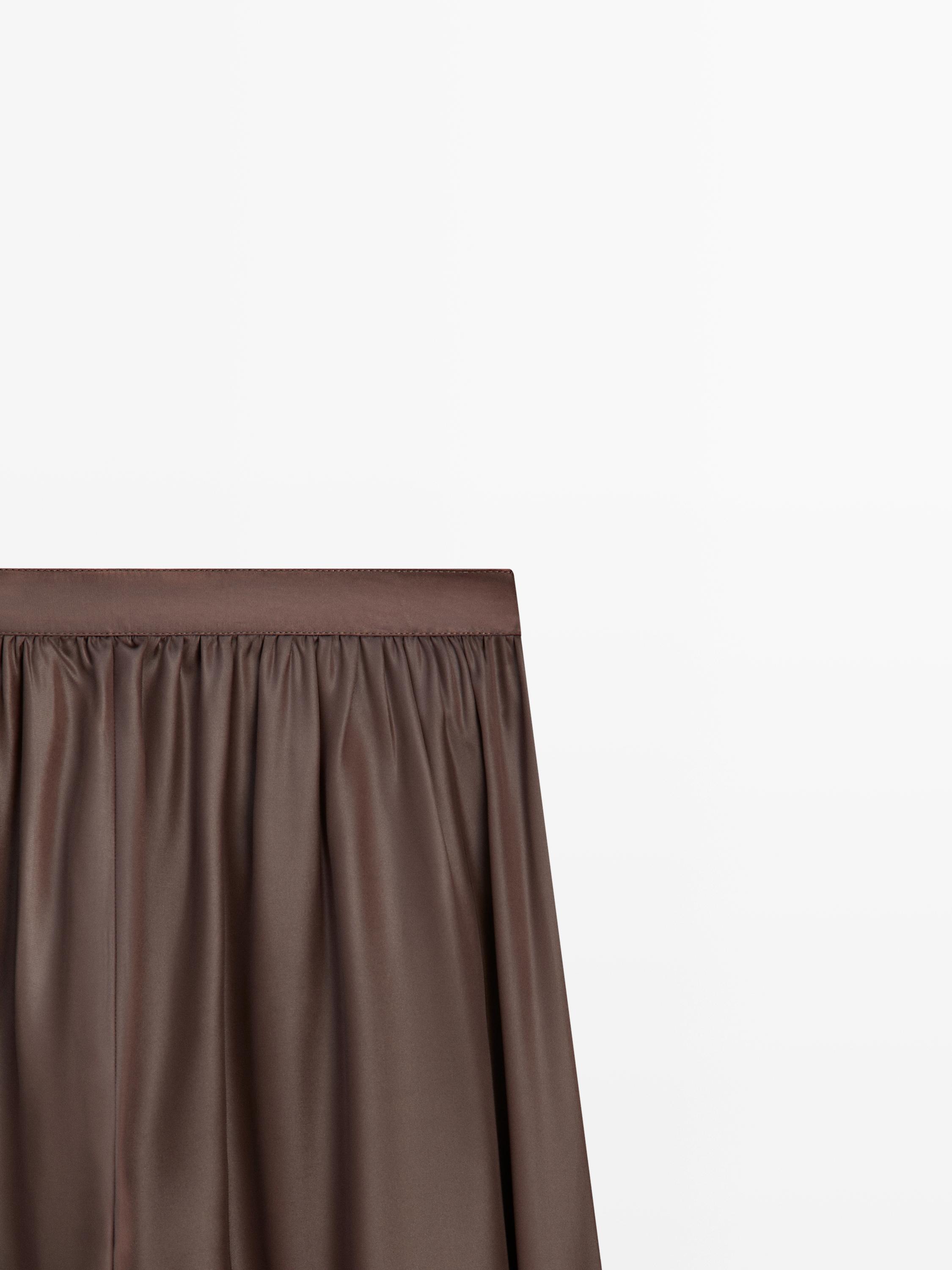 Flowing balloon fit satin trousers — BROWN