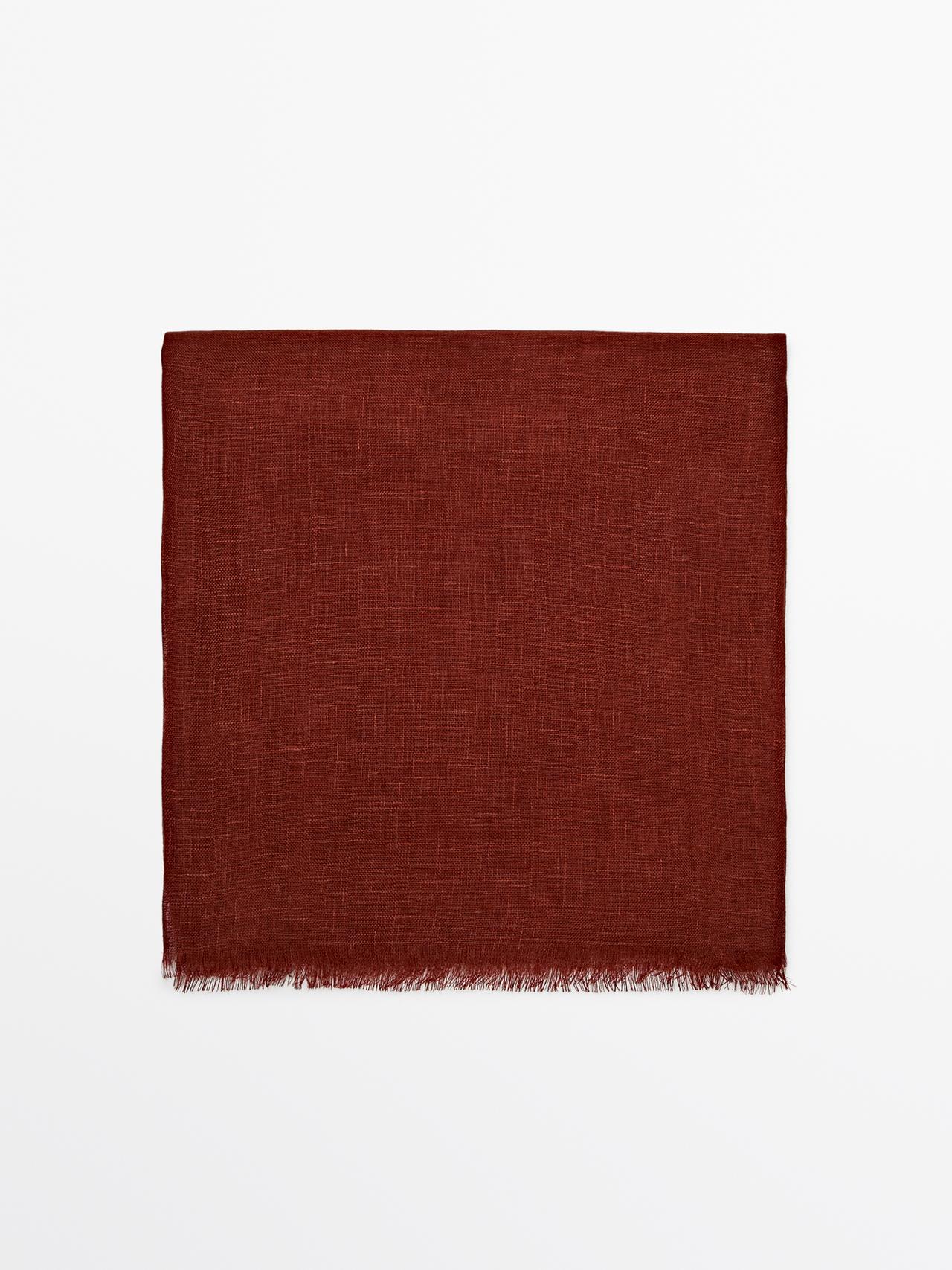 Plain 100% linen scarf — RED