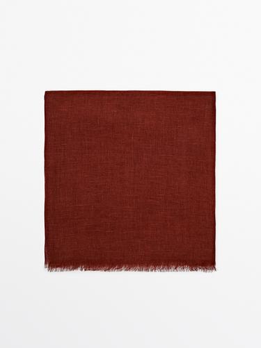 Plain 100% linen scarf — RED 2