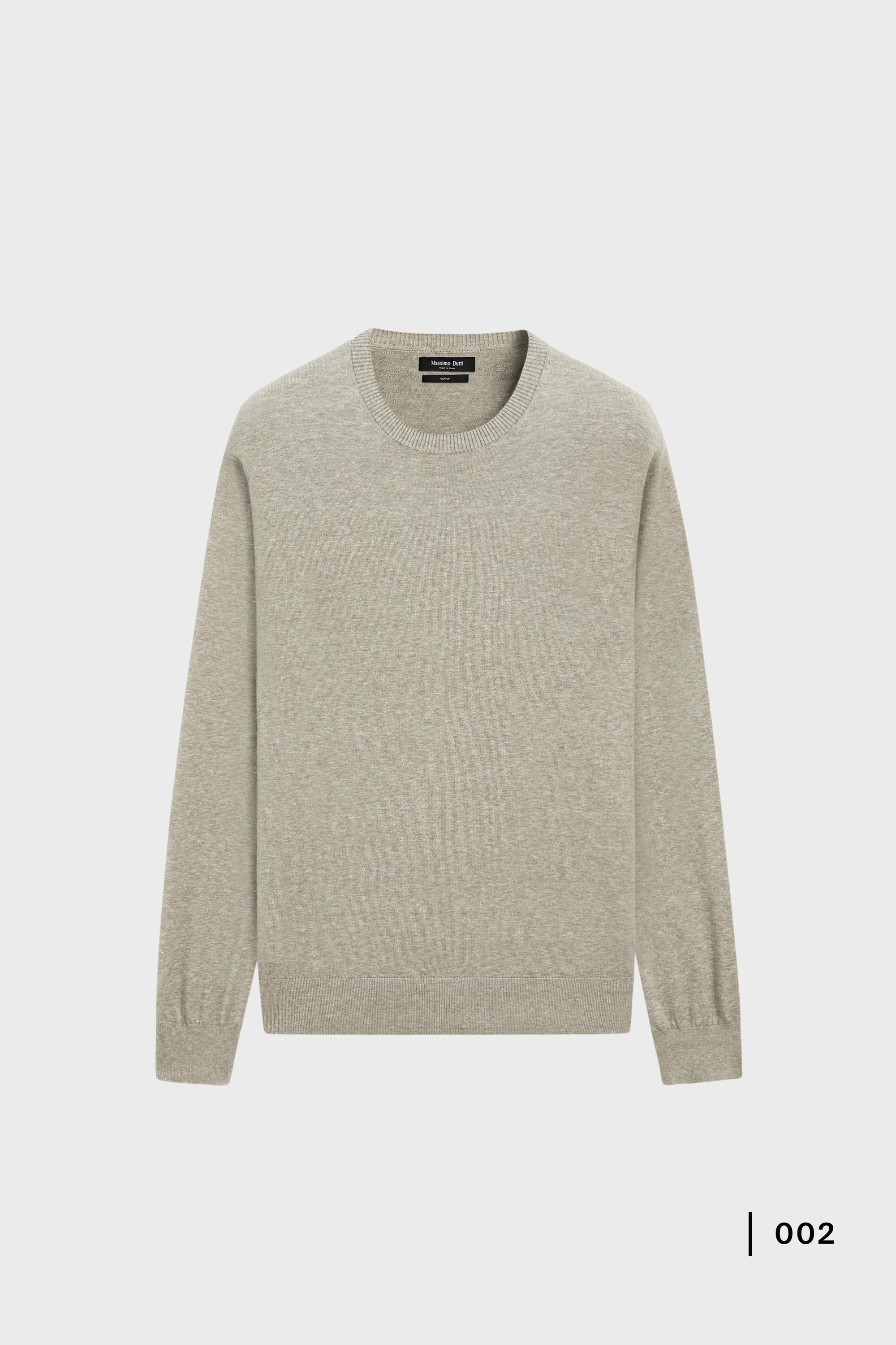Knit 100% cotton crew neck sweater — Greyish green