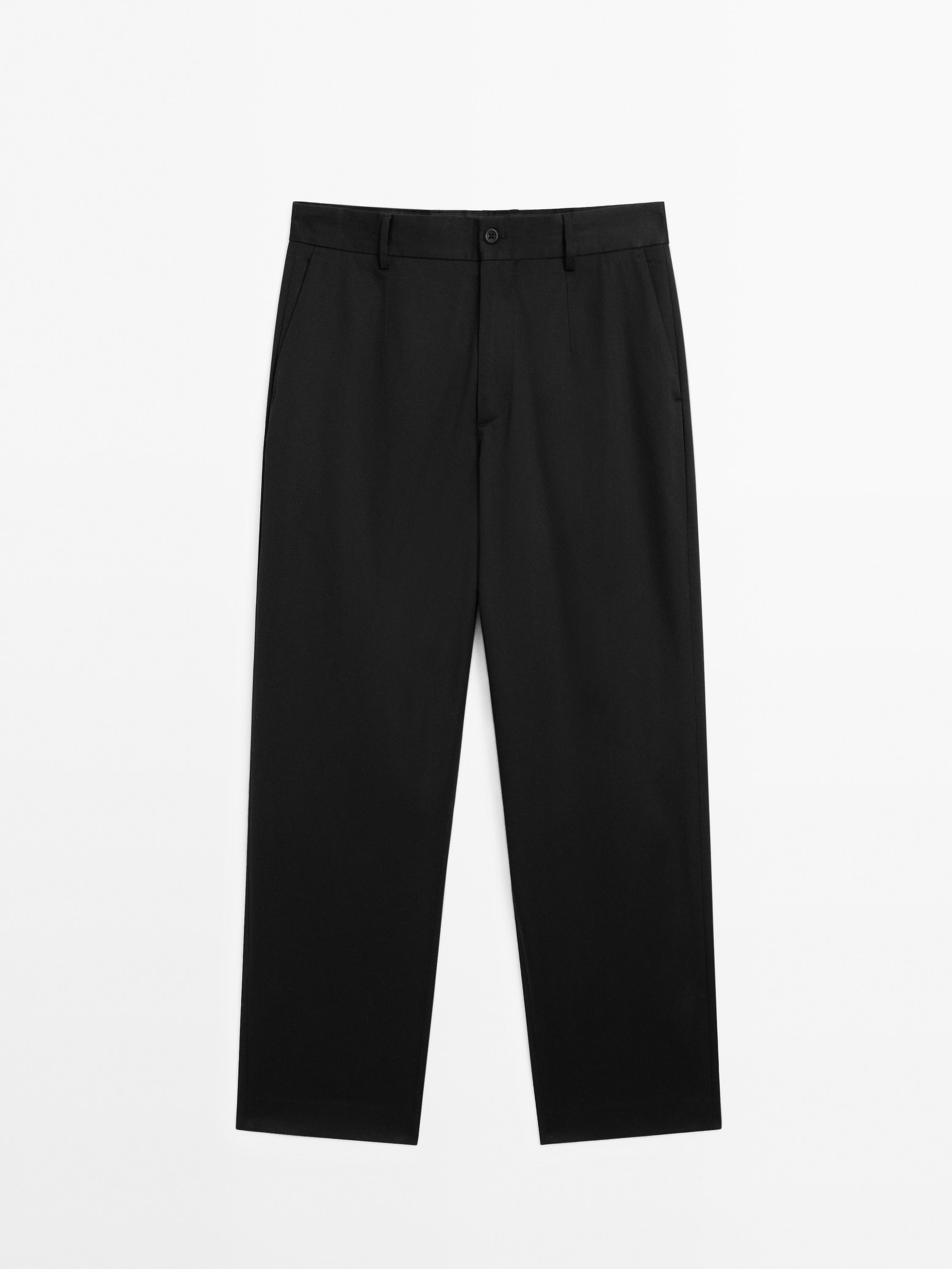 100% cotton twill relaxed fit trousers