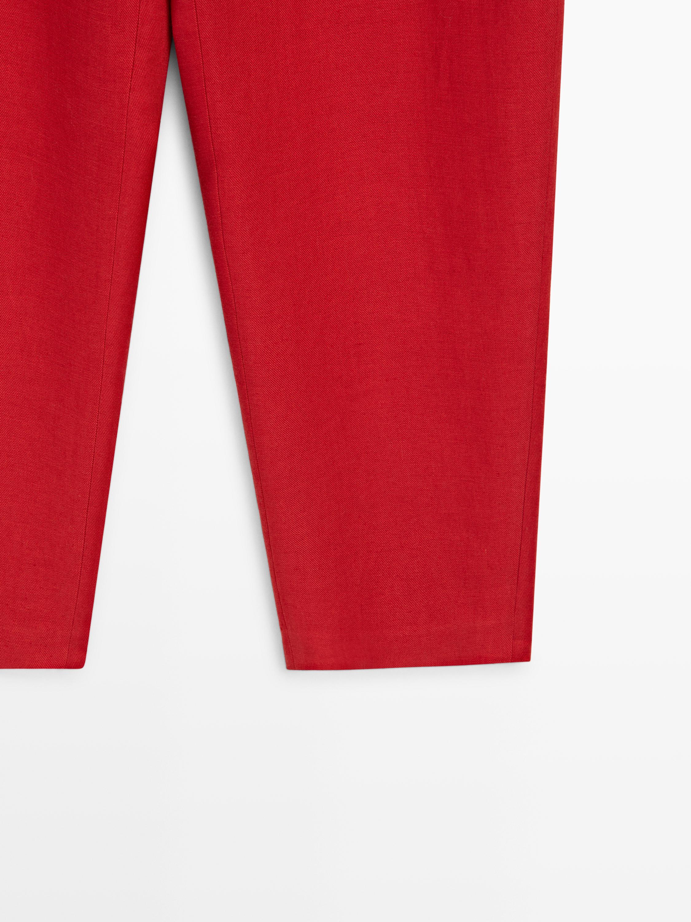 Voluminous linen trousers — RED
