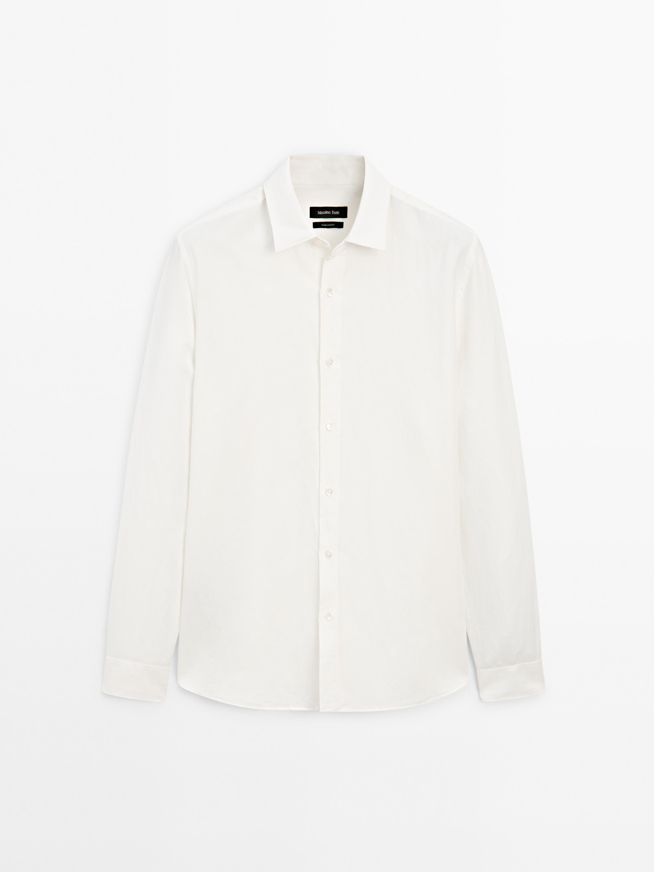Camisa regular fit con lino