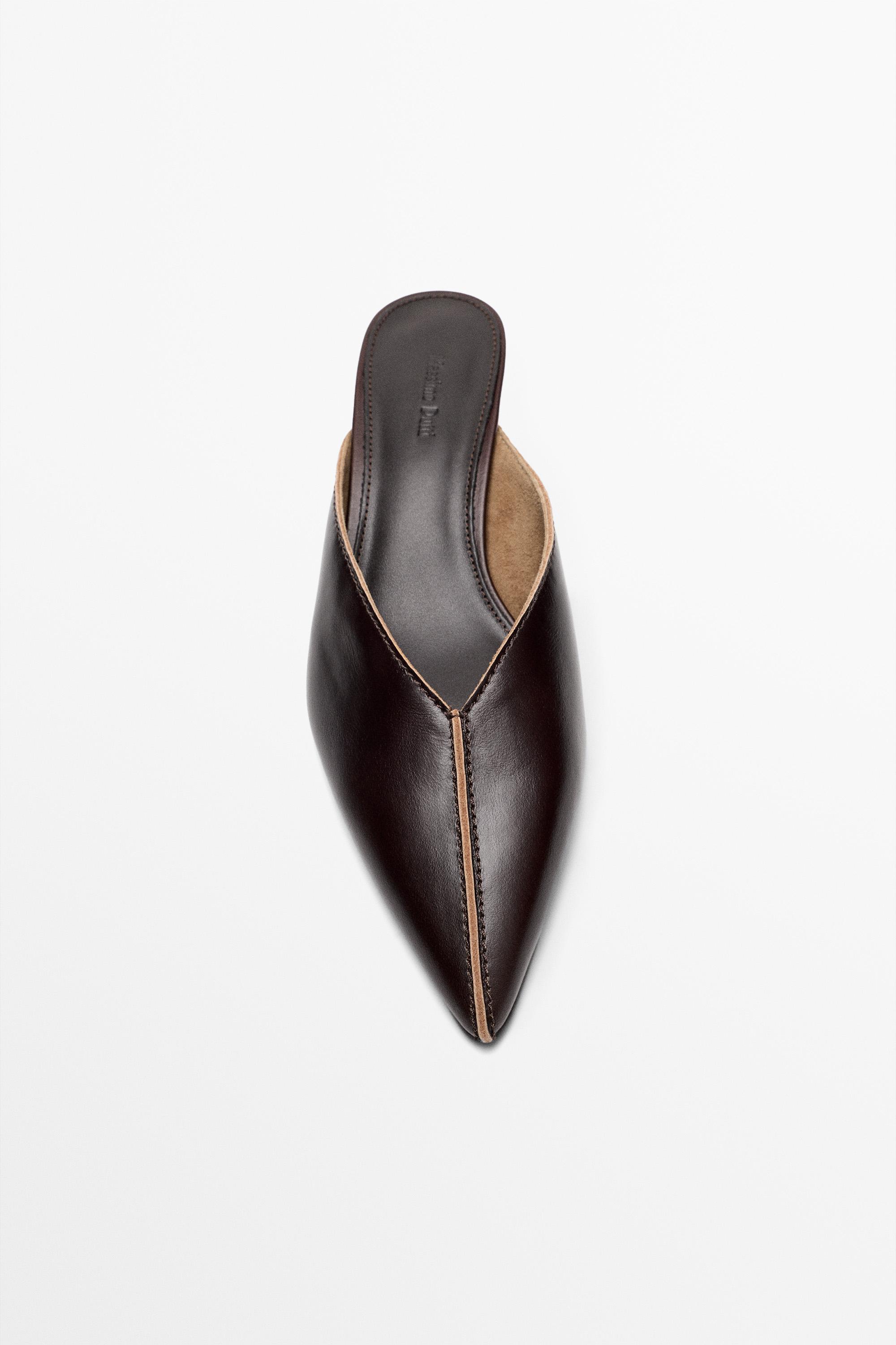 Heeled mule shoe — BROWN