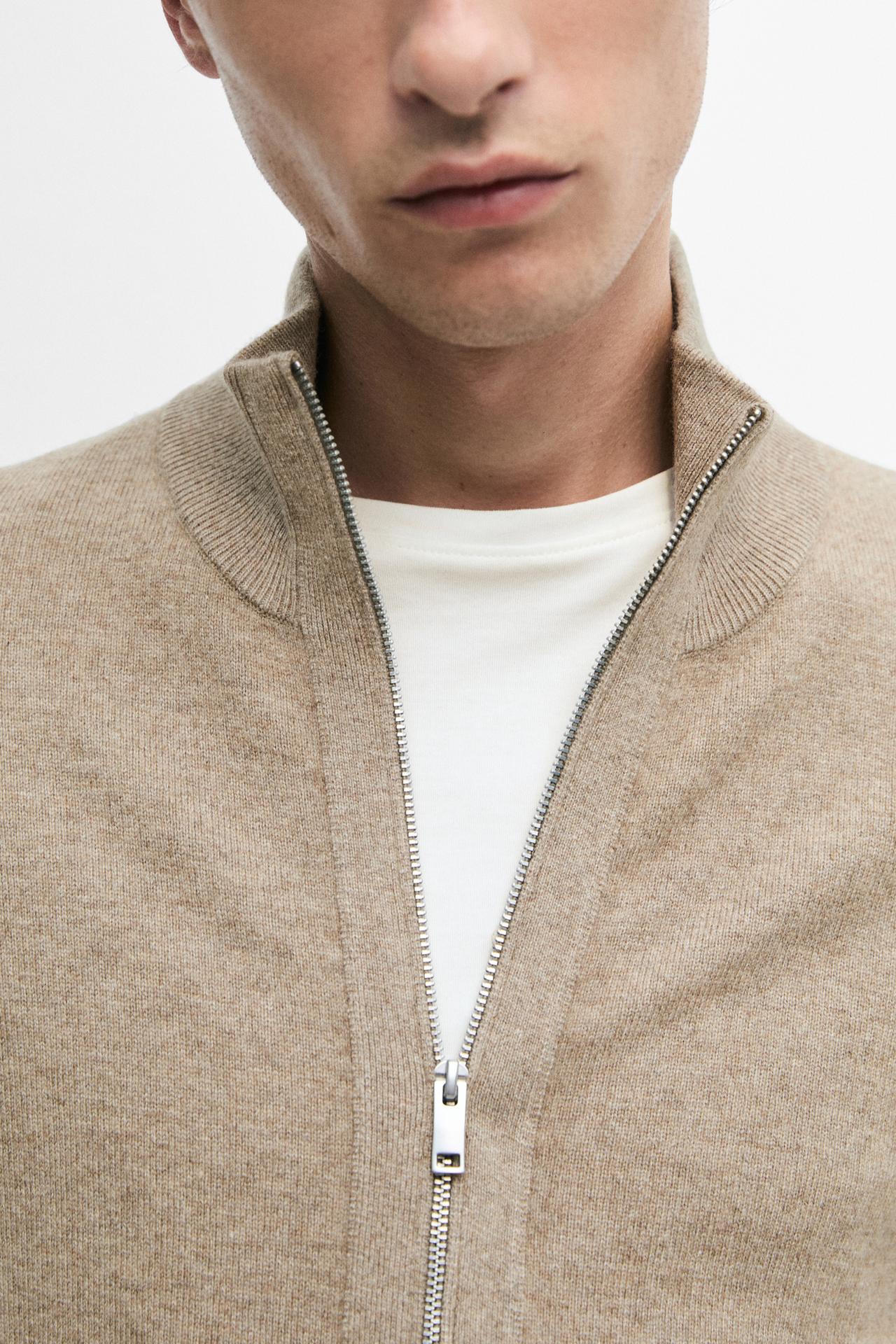 Wool blend cardigan with zip detail — Washed