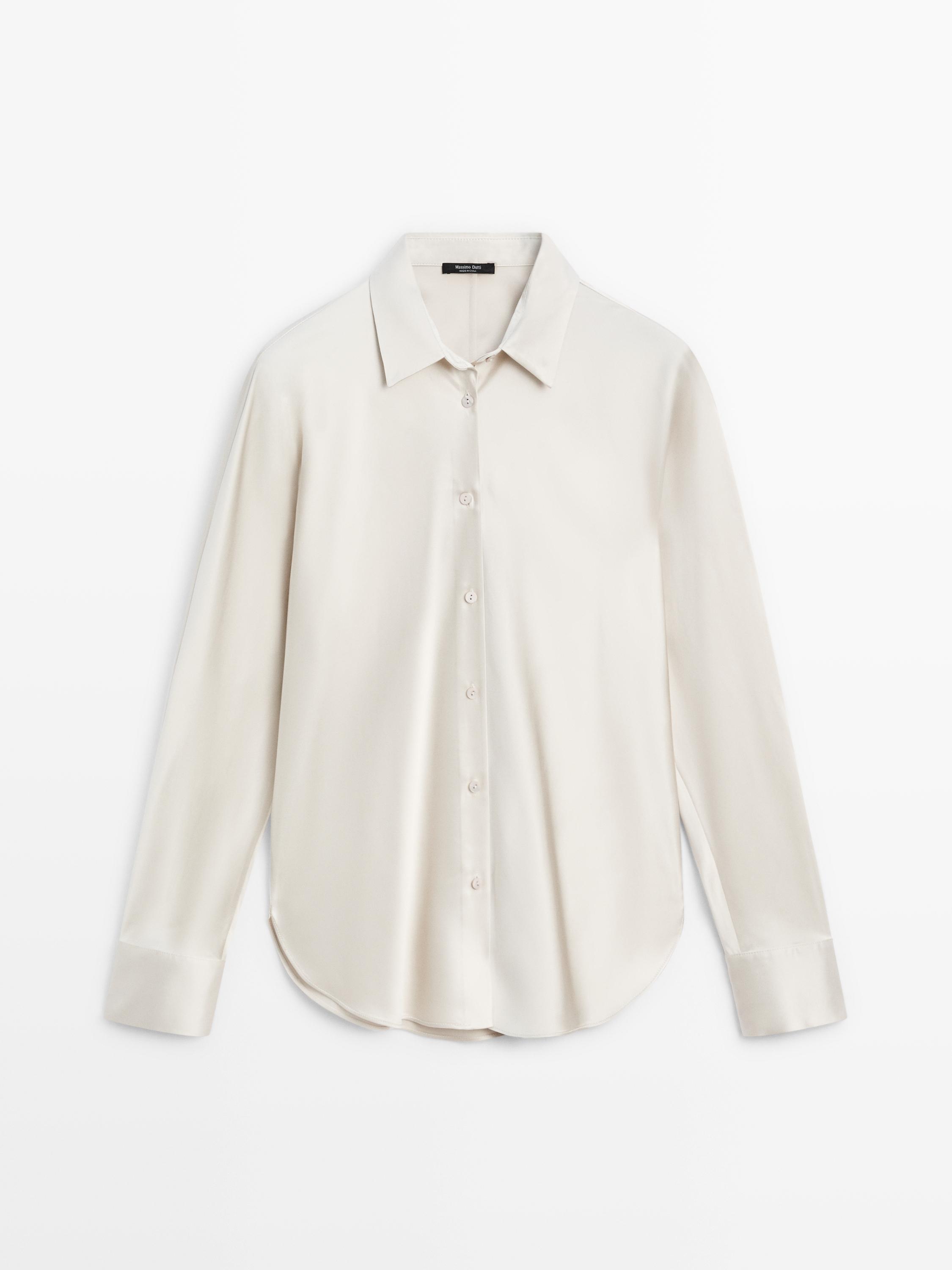 Camicia satinata con maniche a pipistrello