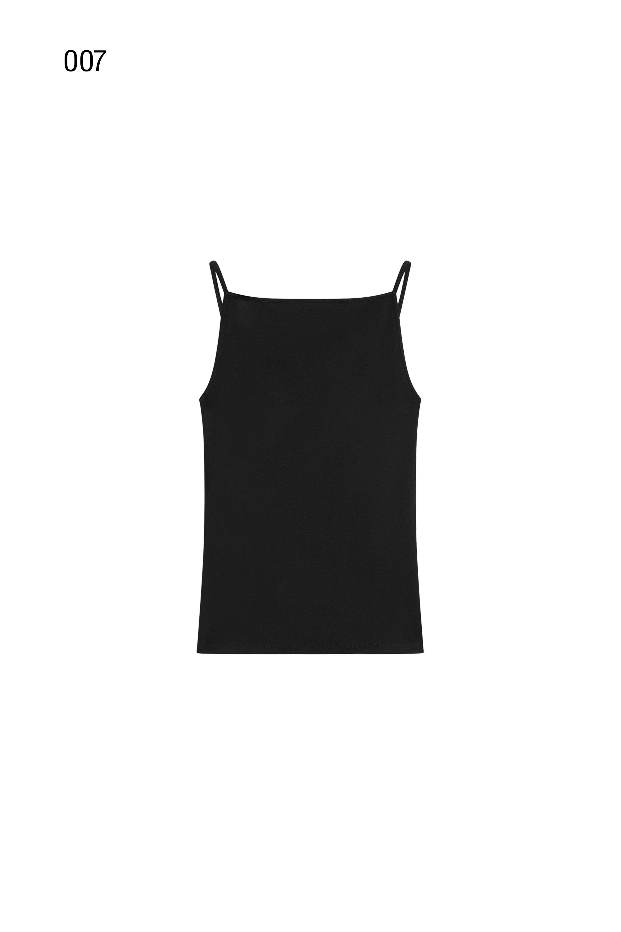 Cotton blend camisole top — BLACK
