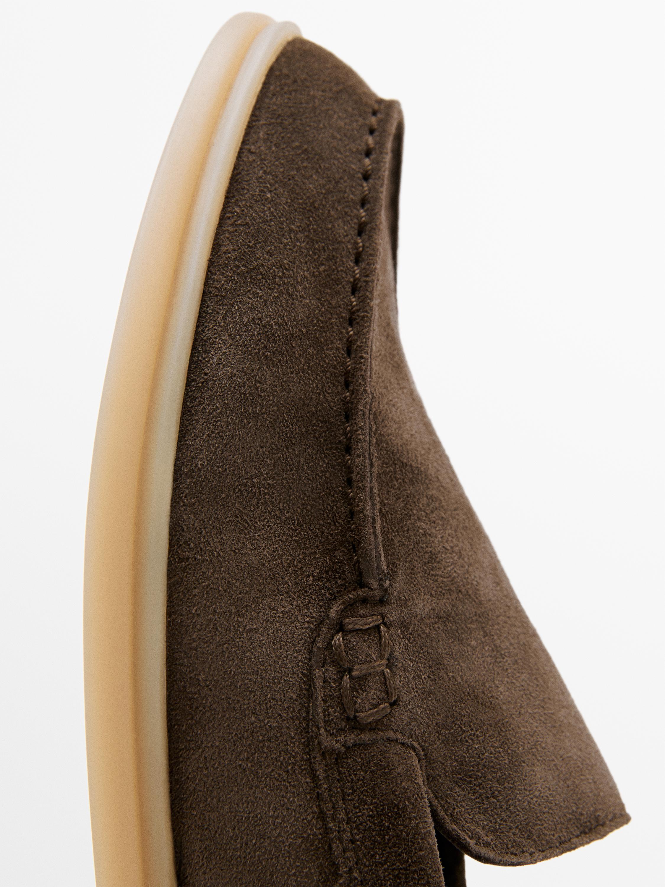 Split leather loafers — BROWN