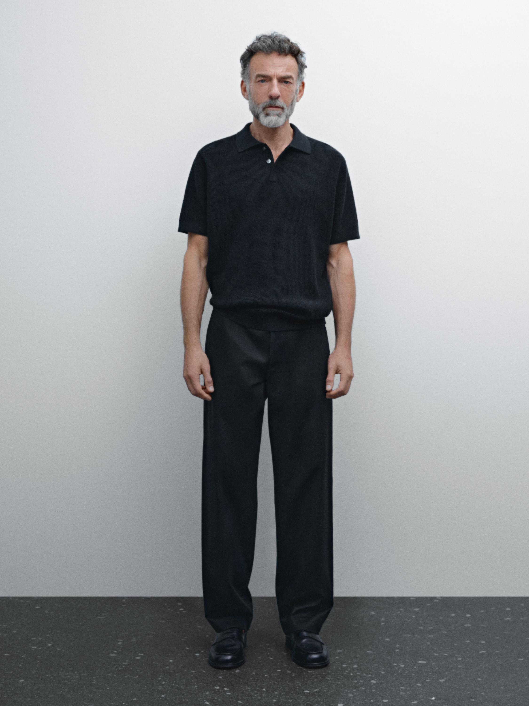 Polo en maille texturée de coton