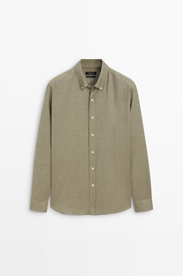 Regular fit 100% cotton shirt — MUSTARD YELLOW 2