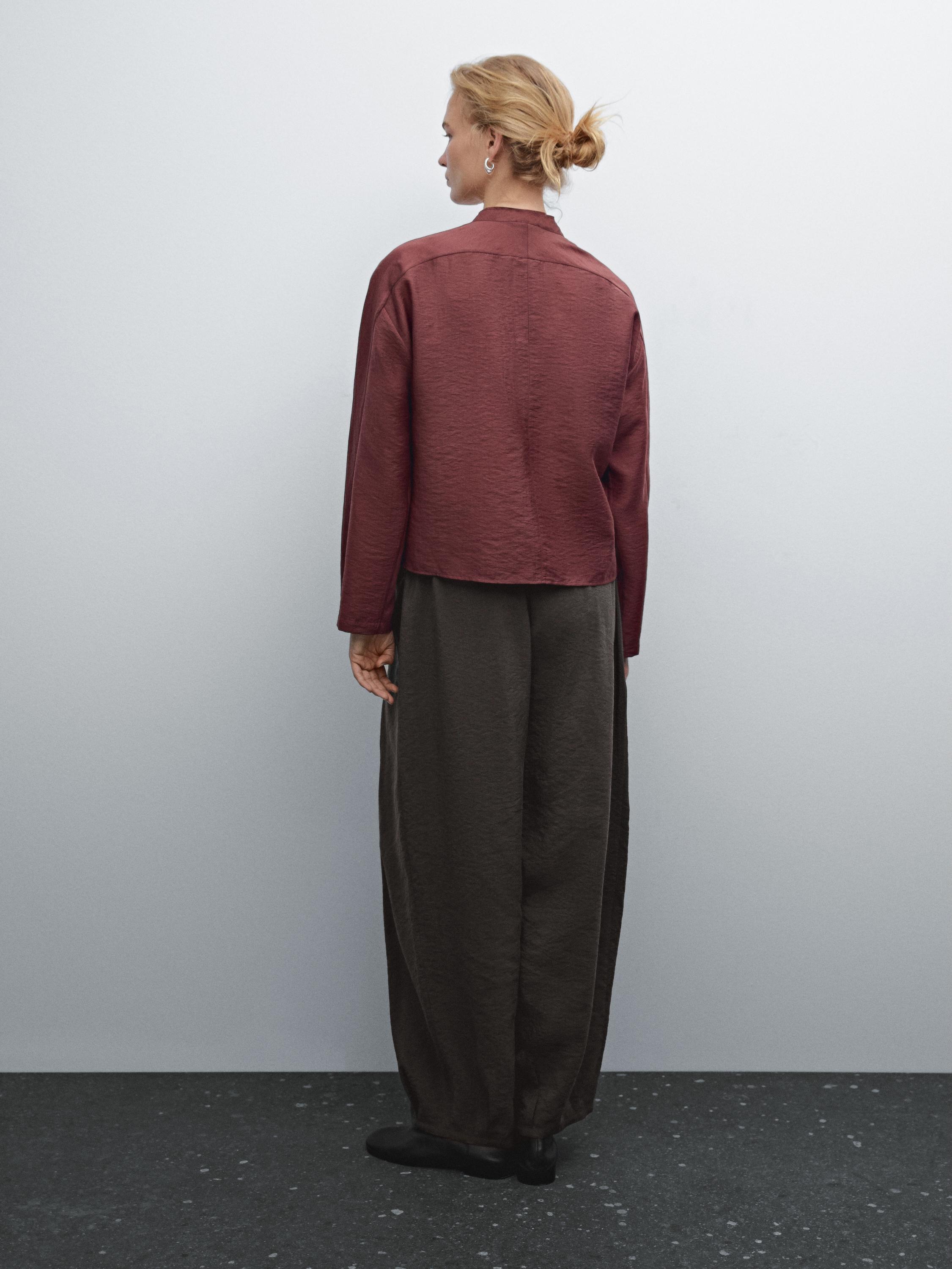 Voluminous silk blend trousers