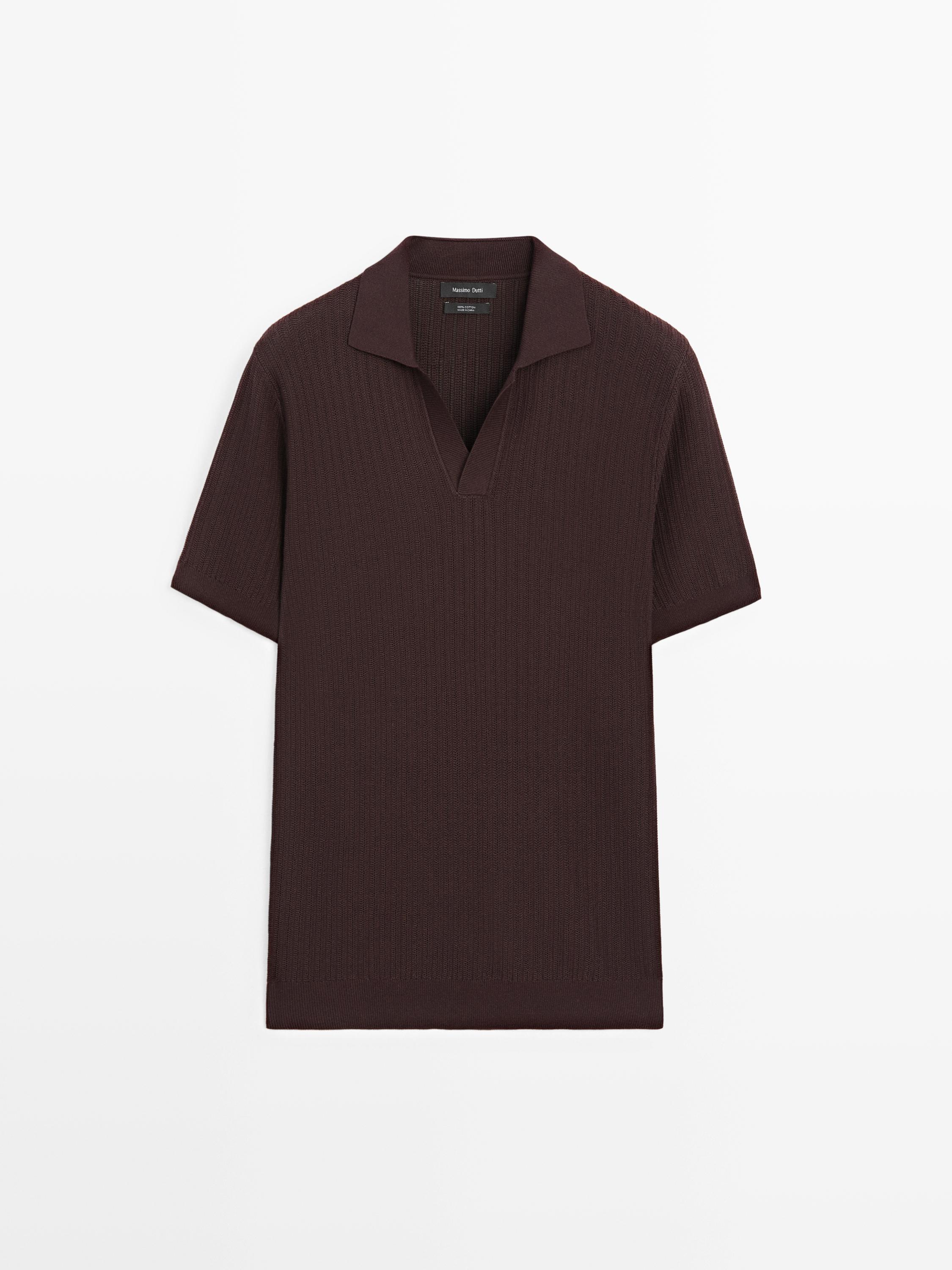 Jacquard knit polo sweater — BURGUNDY