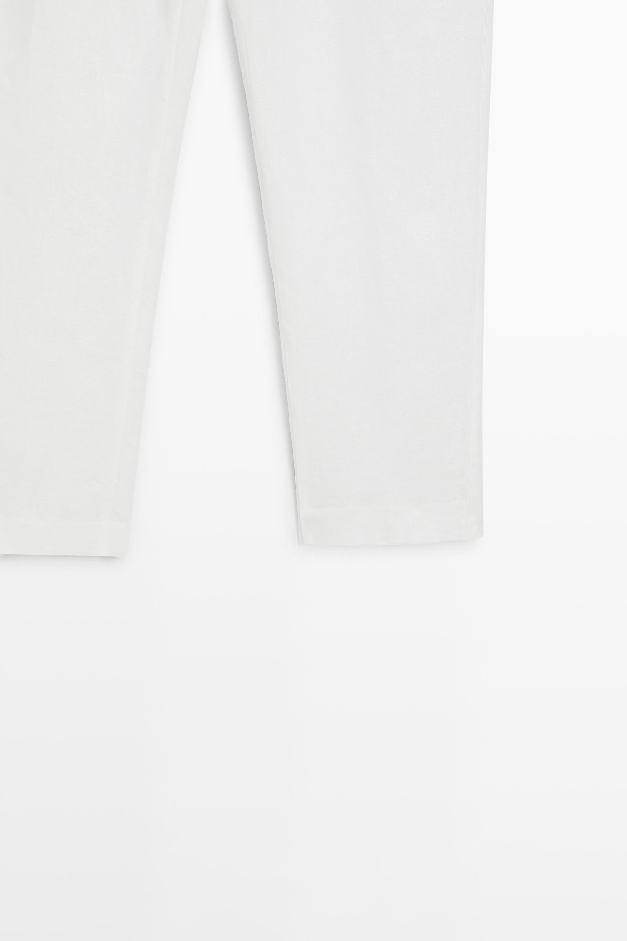 Tapered fit linen pants — WHITE